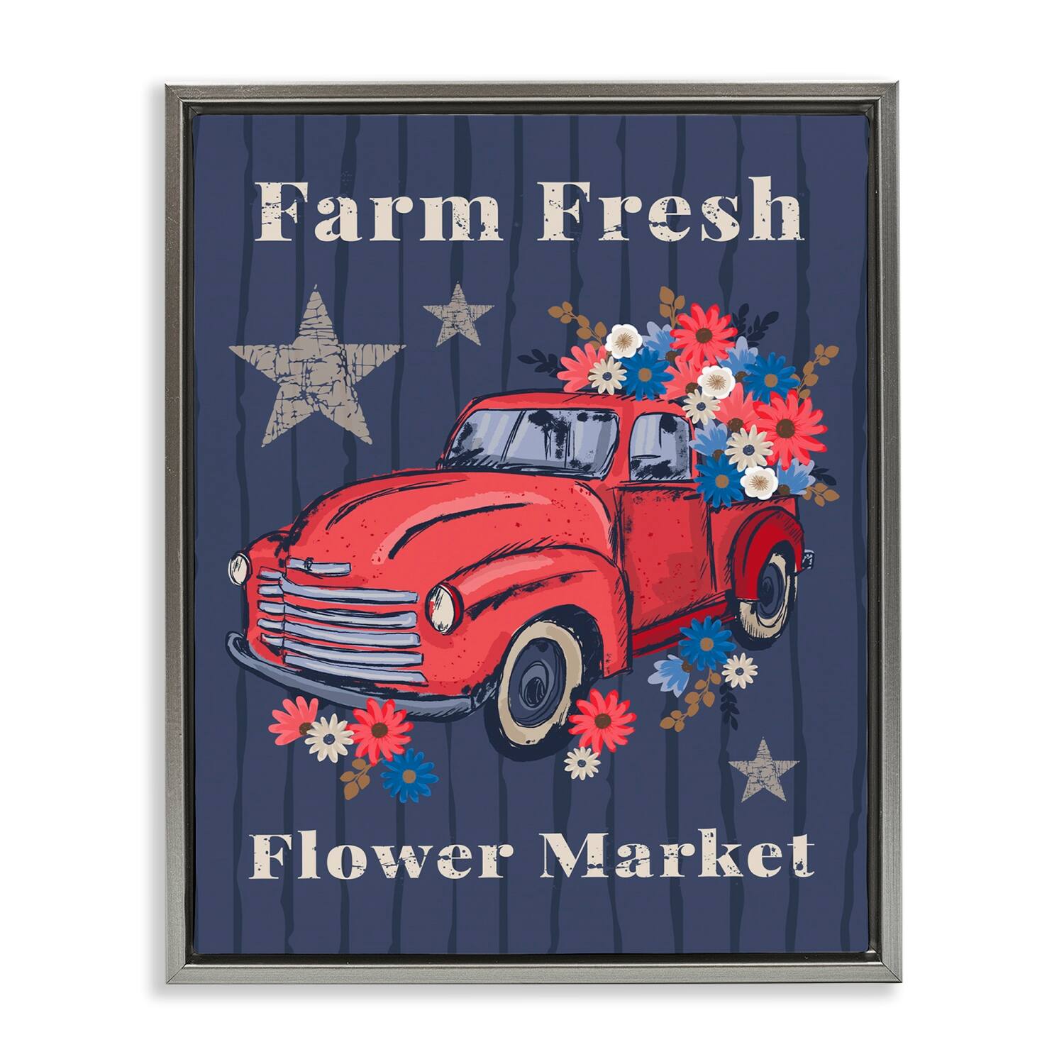 Stupell Industries Farm Fresh Patriotic Market Floater Framed Art