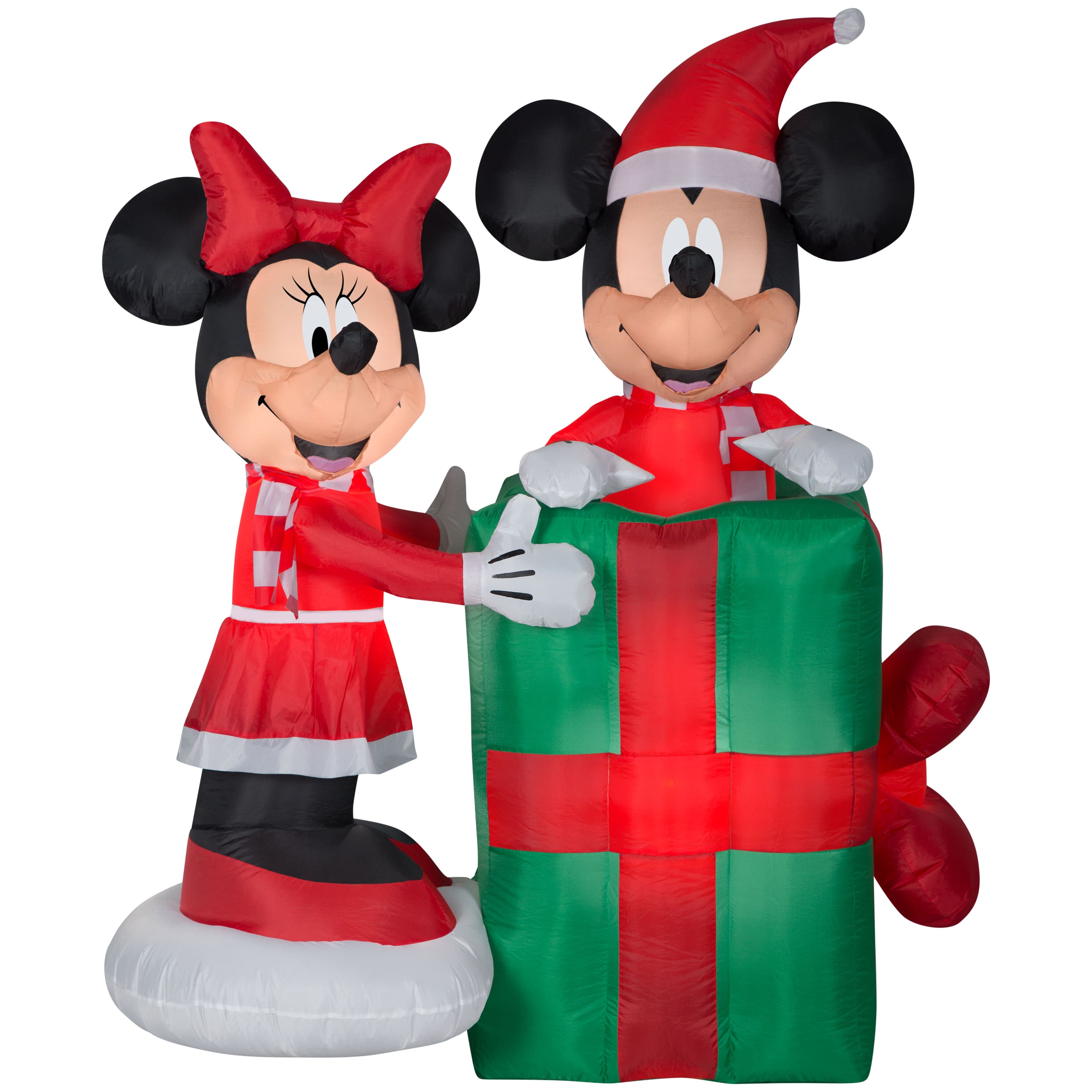 5ft. Animated Airblown® Inflatable Minnie with Mickey Popping Out of Present Scene