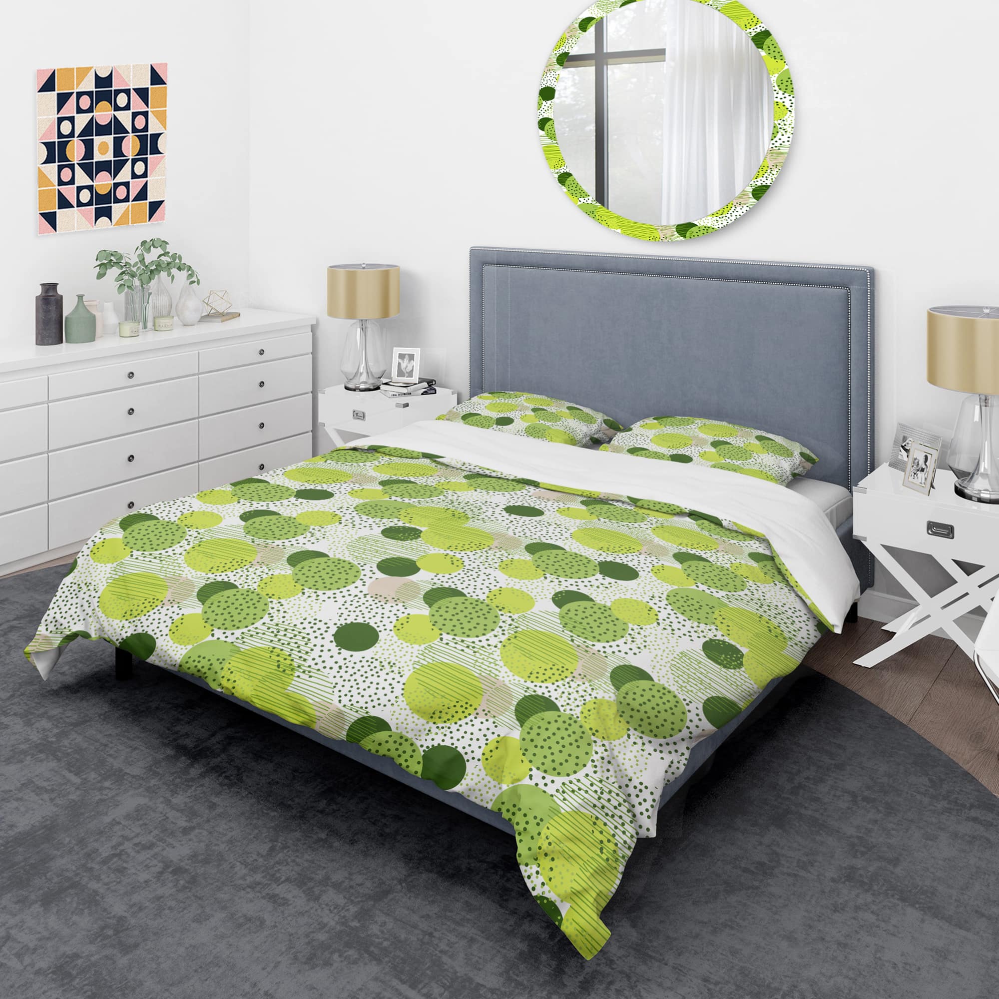 Designart 'Circular Abstract Retro Geometric X' Mid-Century Duvet Cover Set