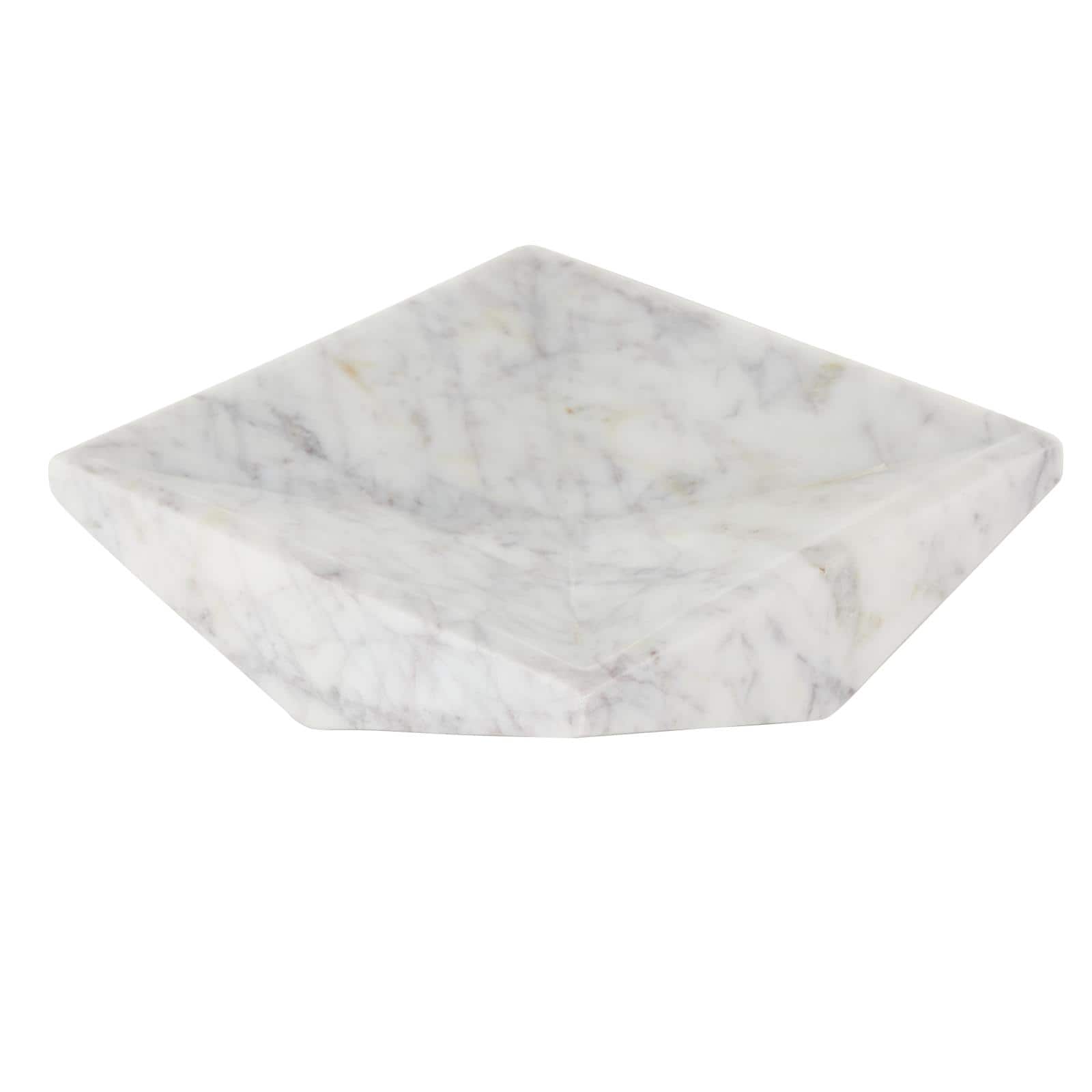 White Marble Geometric Square Tray