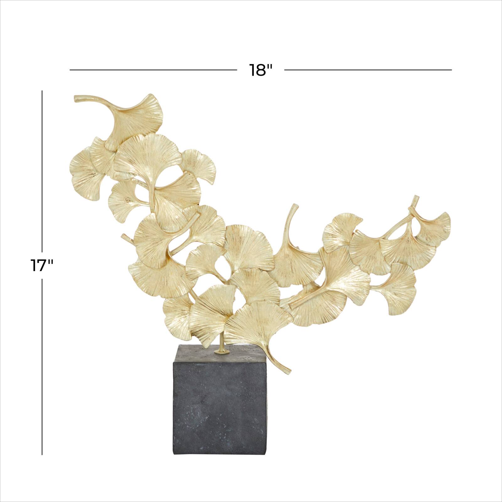 CosmoLiving by Cosmopolitan 18" Gold Contemporary Gingko Leaf Sculpture
