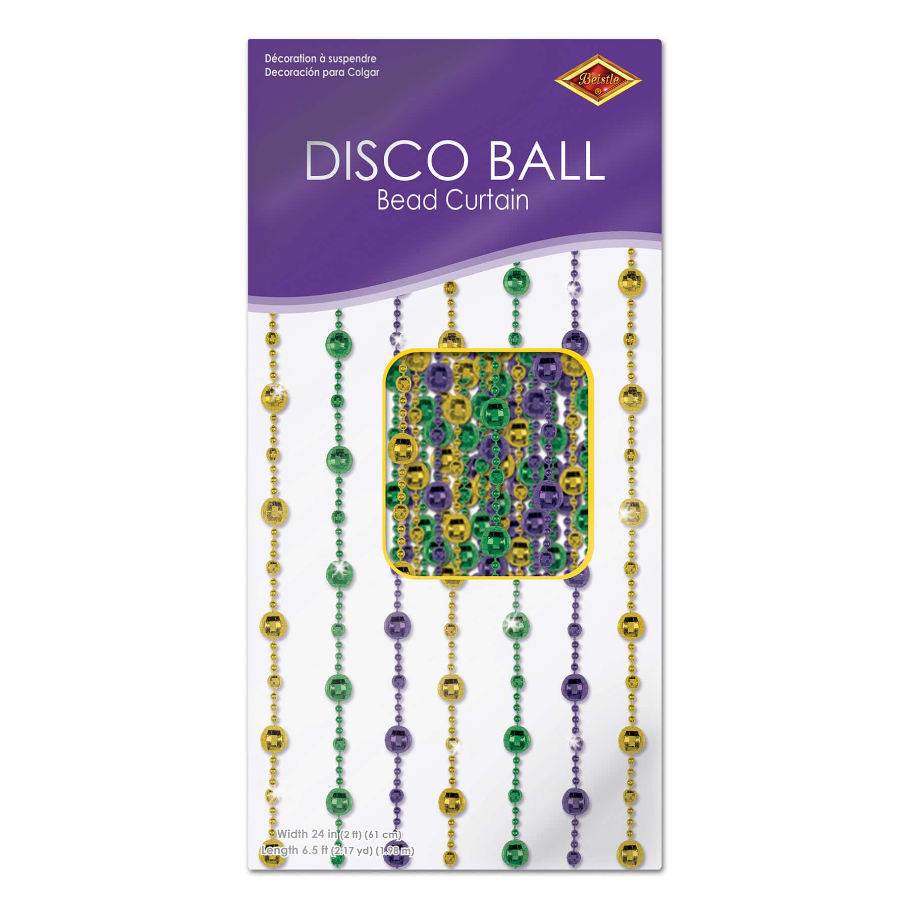 Beistle 24" x 6.5ft. Mardi Gras Disco Ball Bead Curtain set