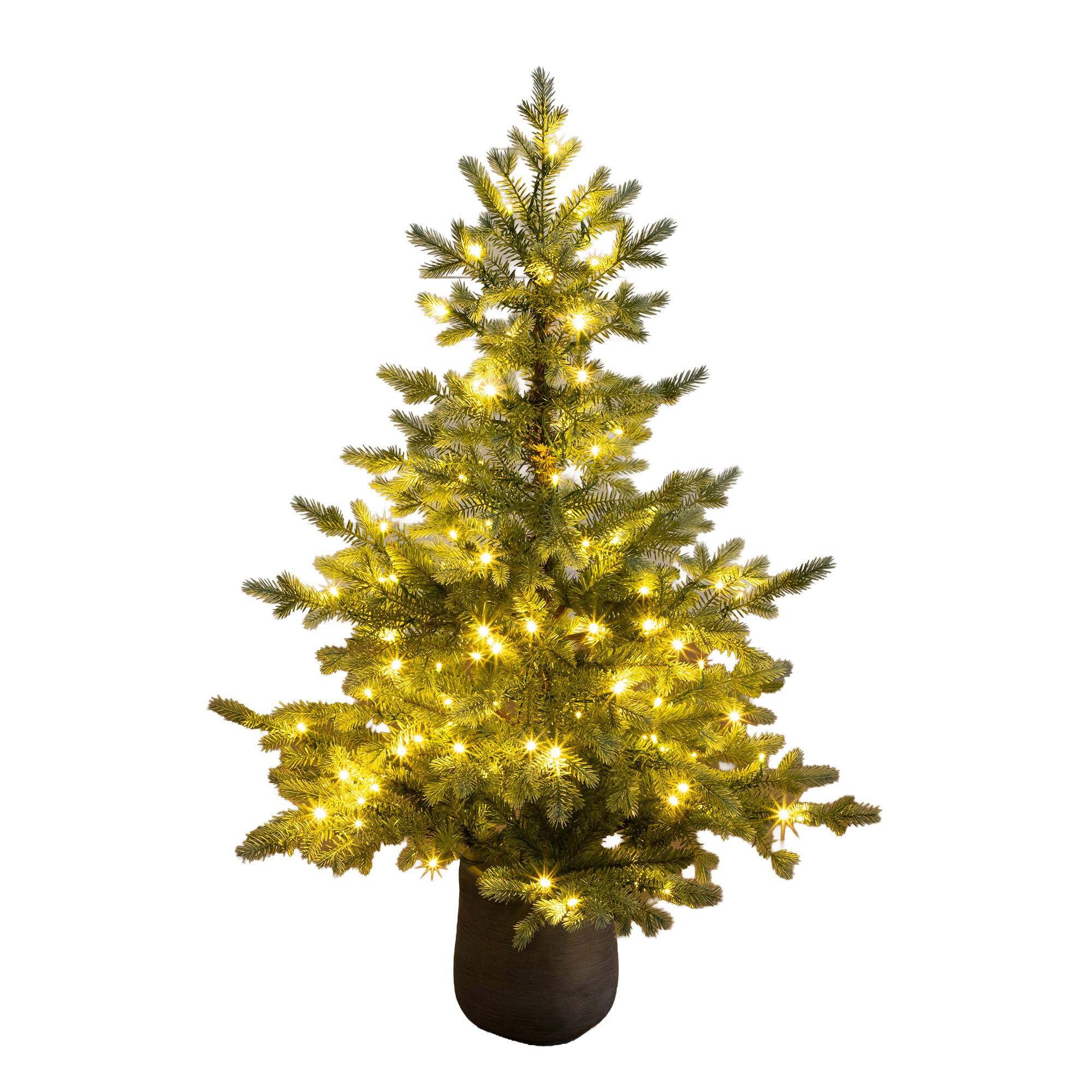 Nearly Natural 4ft. Pre-Lit Artificial Christmas Tree in Gray Ceramic Planter