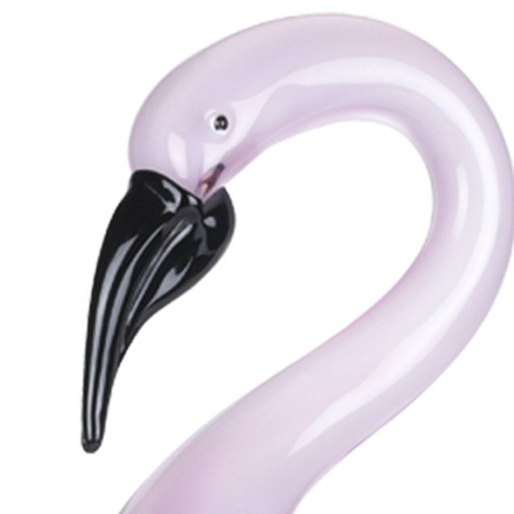 HomeRoots 14.5" Pink Murano Style Art Glass Flamingo Tabletop Sculpture