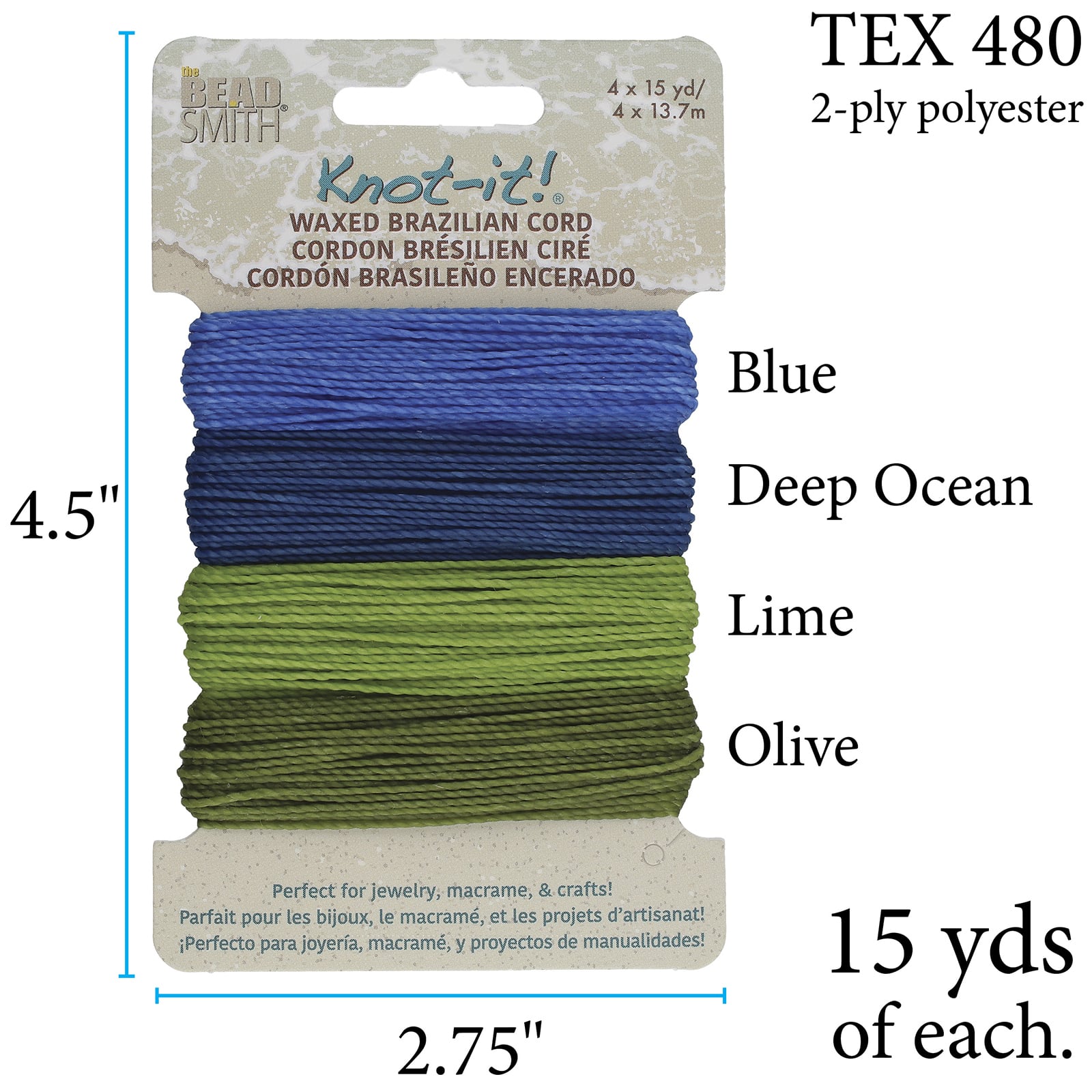 6 Packs: 4 ct. (24 total) Beadsmith® Knot-it!™ Hang Ten Waxed Brazilian Cord