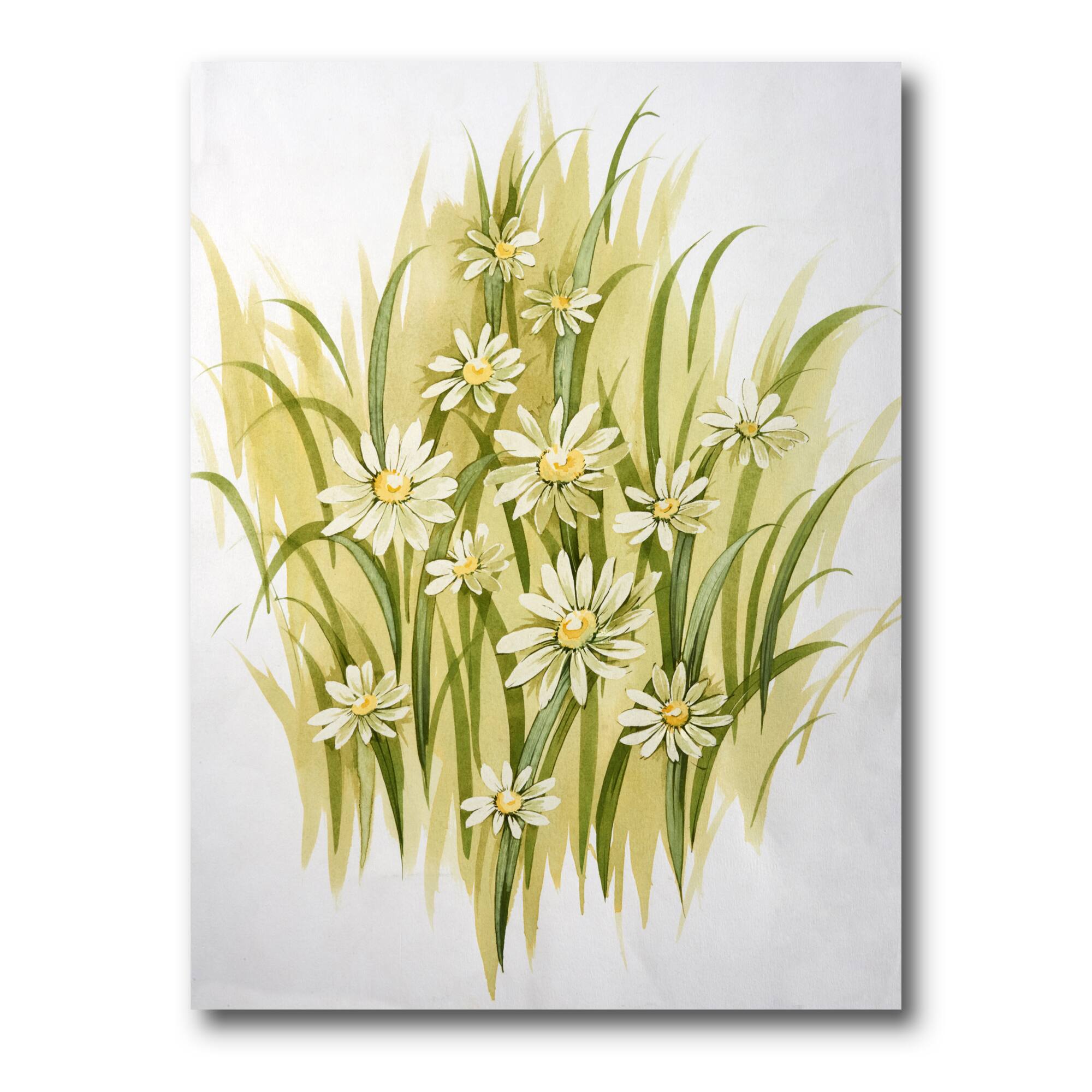 Designart - White Meadow Flowers - Traditional Canvas Wall Art Print