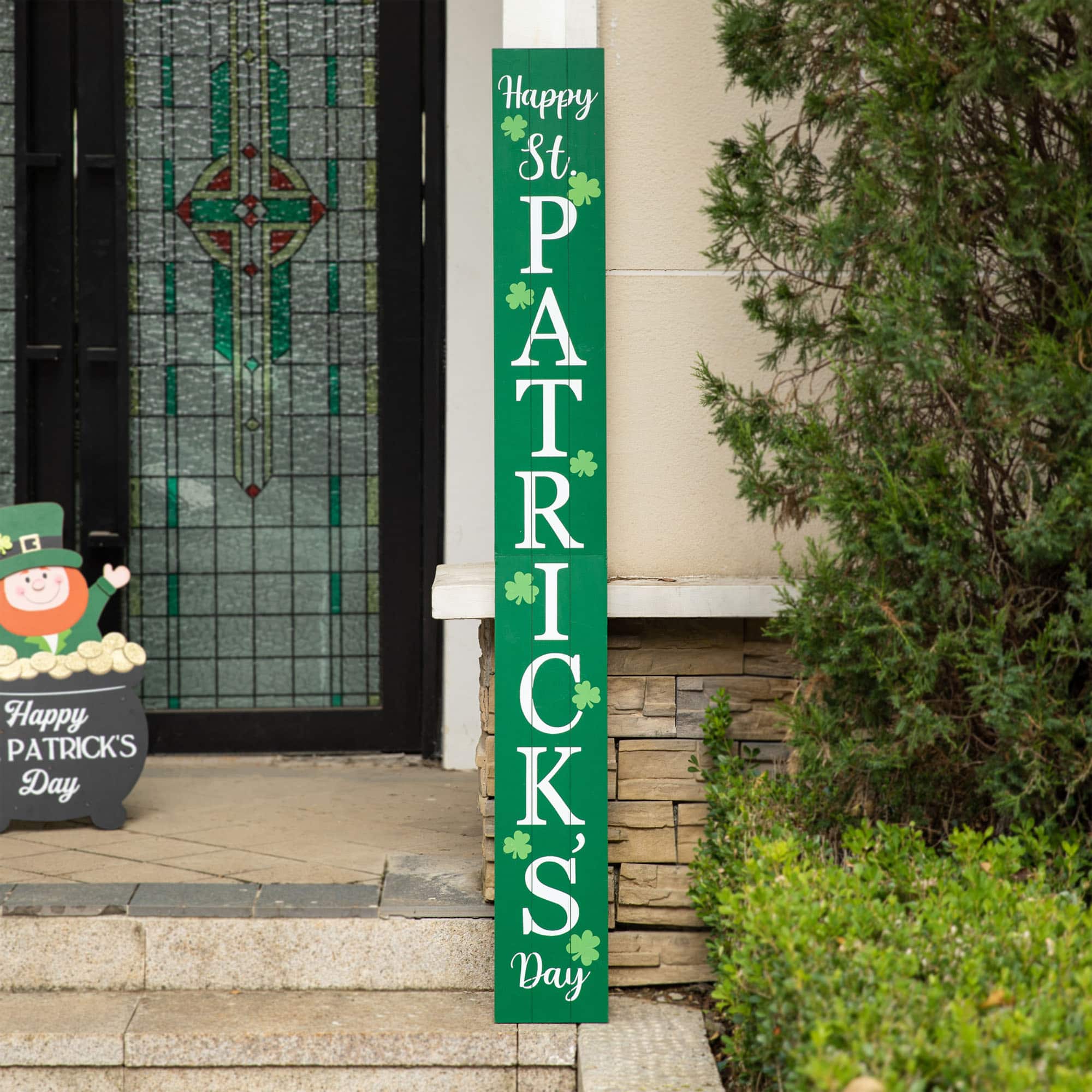 Glitzhome® 60'' Wooden ''Happy St. Patrick's Day'' Porch Sign