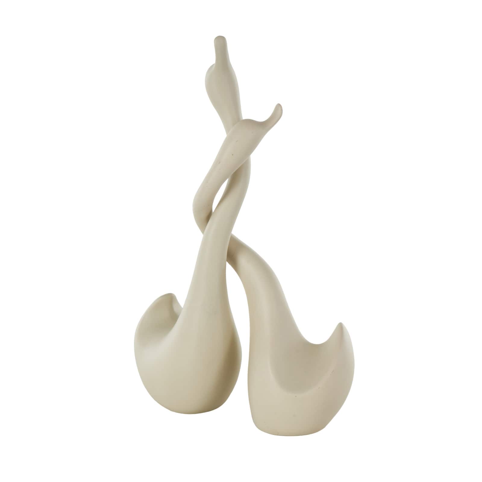 Beige Ceramic Swan Intertwined Decorative Sculpture Set