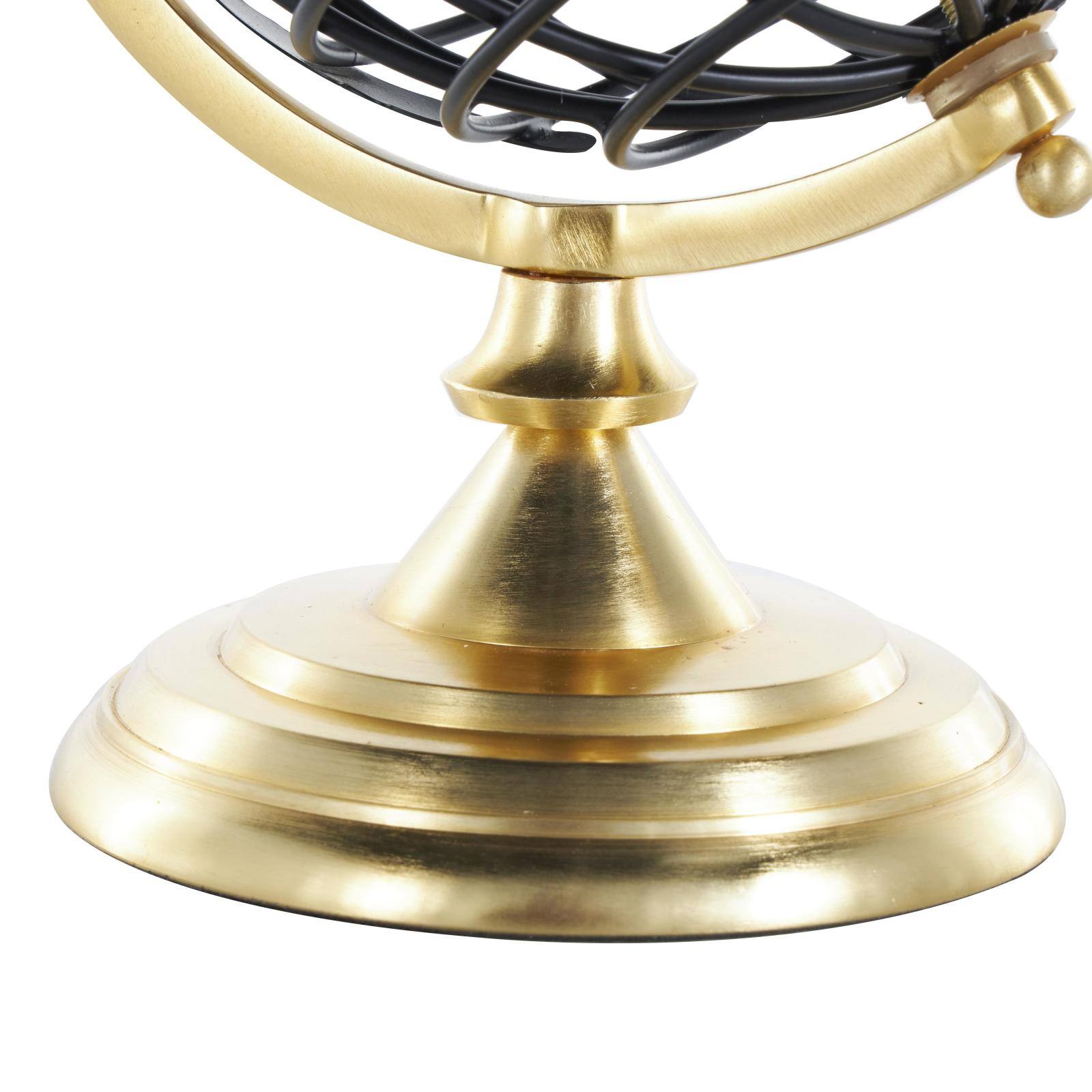 Black Aluminum Metal Open Framed World Educational & Geographic Earth Globe with Wire Exterior & Gold Base