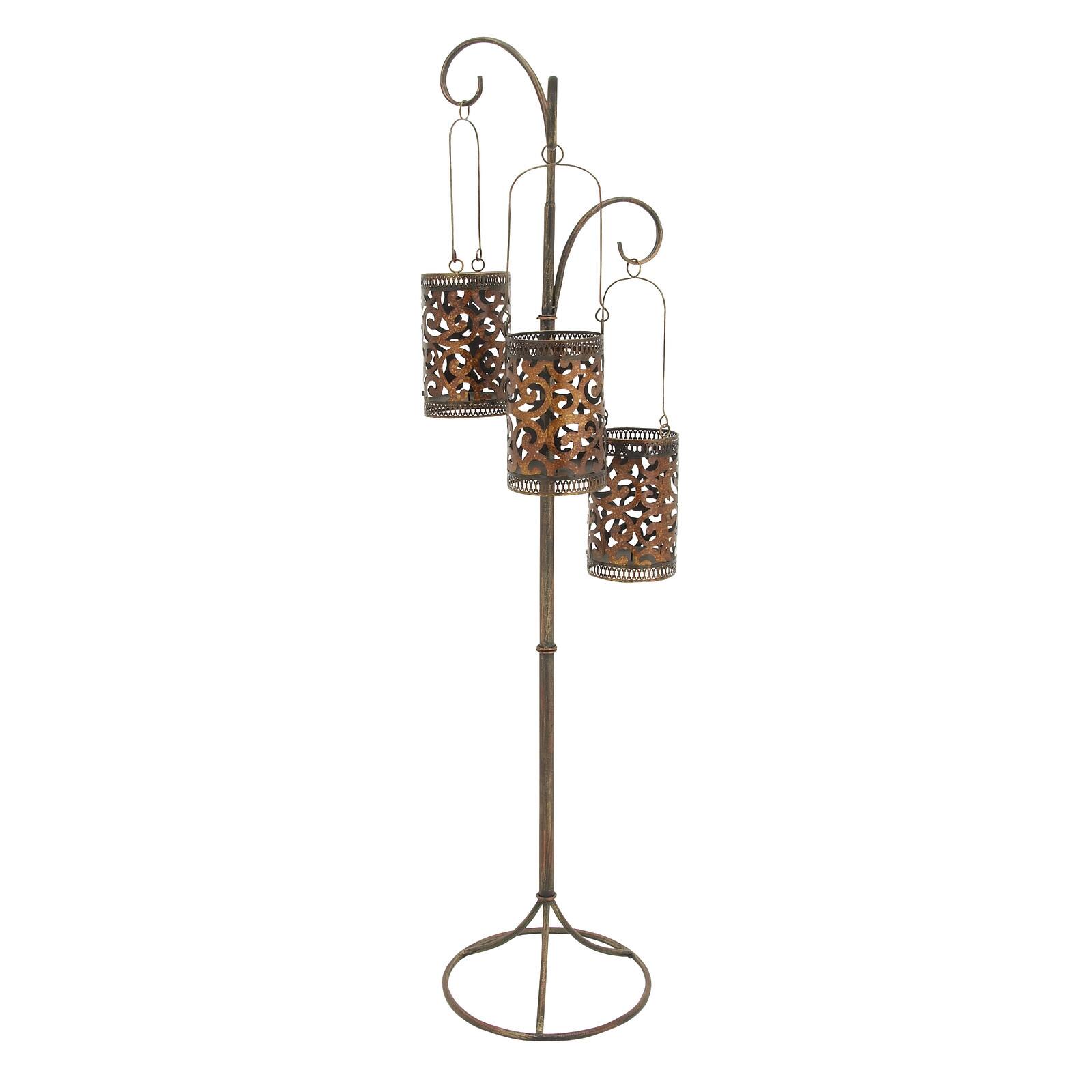 5.5ft. Brass Iron Eclectic Candle Holder Lantern