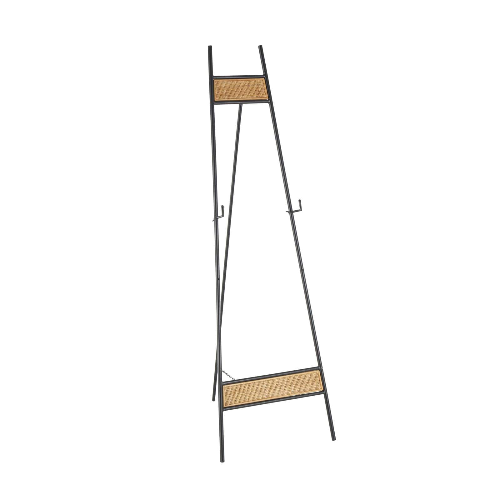 57.5" Black Metal Easel with Wood Accents