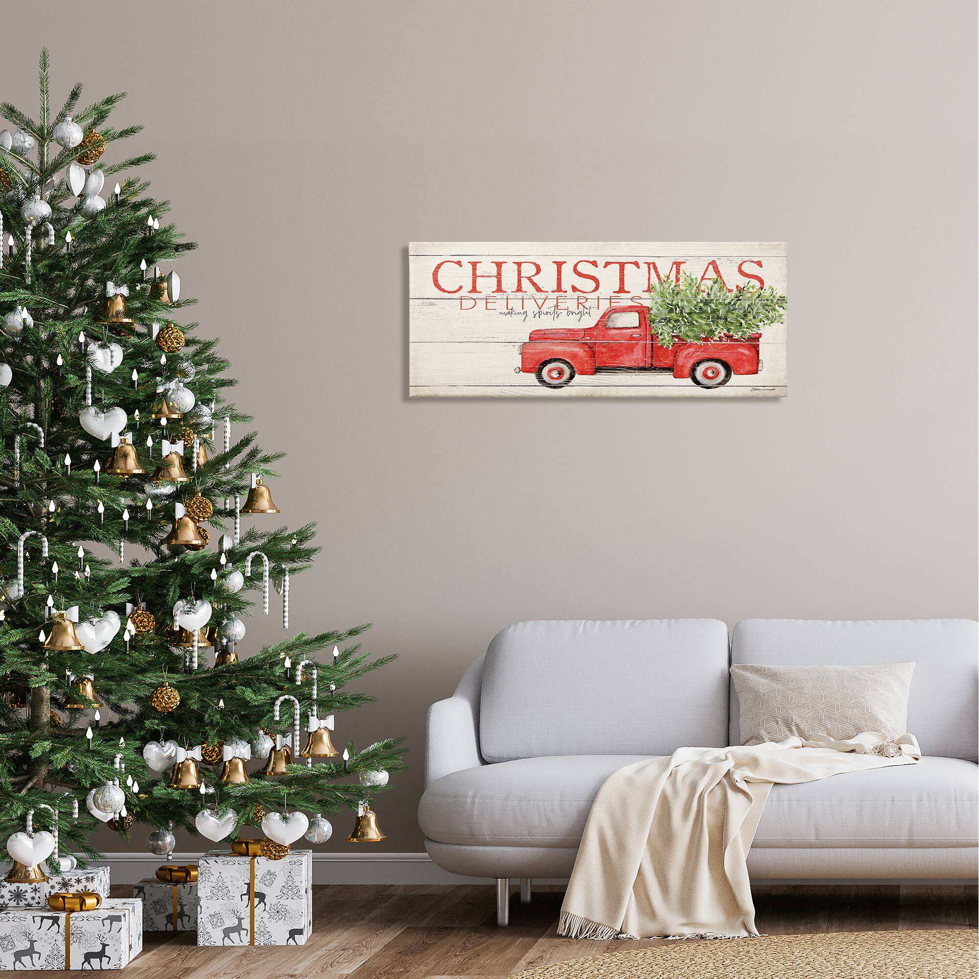 Stupell Industries Christmas Deliveries Red Truck Canvas Wall Art