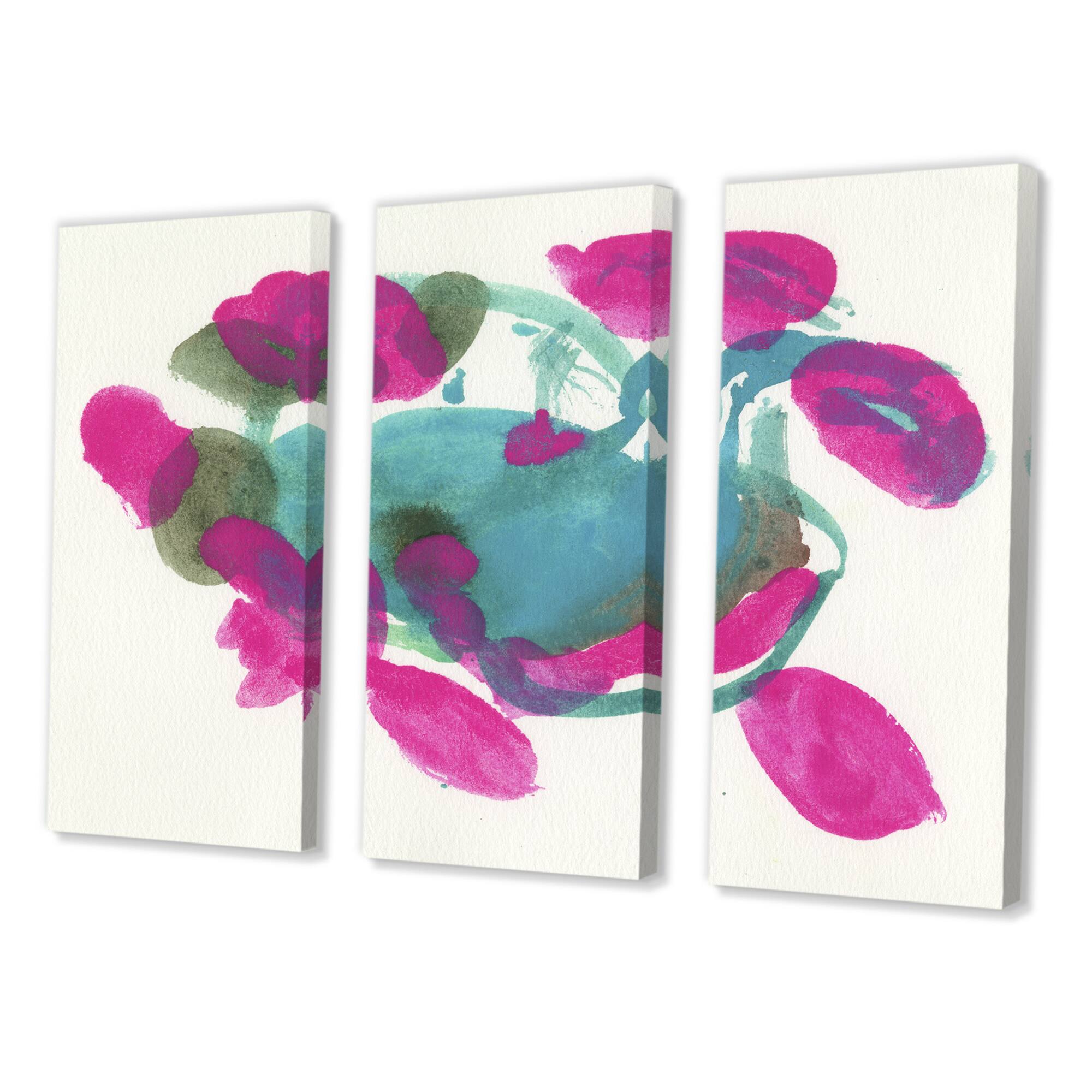 Designart - Fuchsia And Blue Scribble IV - Mid Century Modern Canvas Wall Art