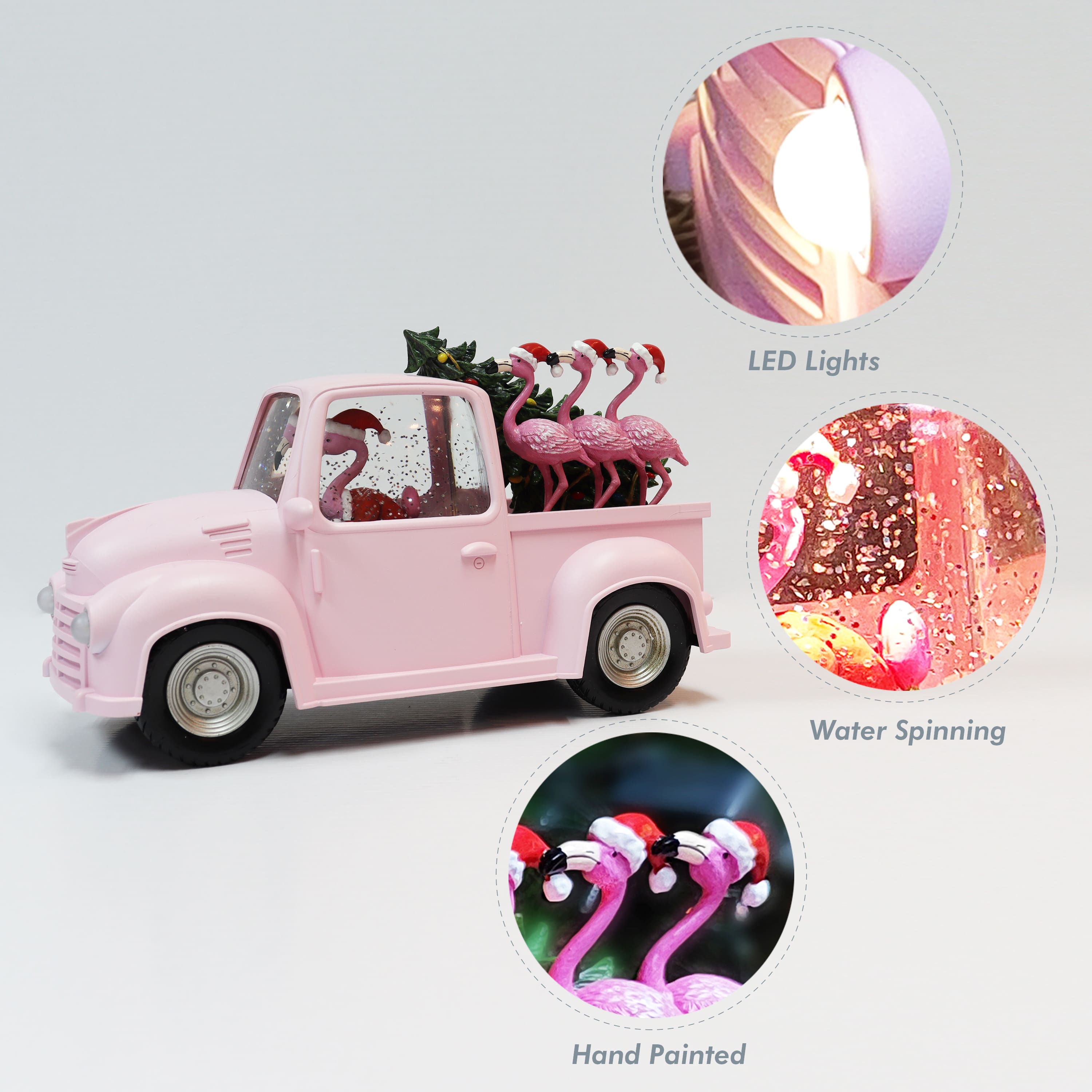 Moments in Time 5.9" Acrylic Truck with Flamingos Décor