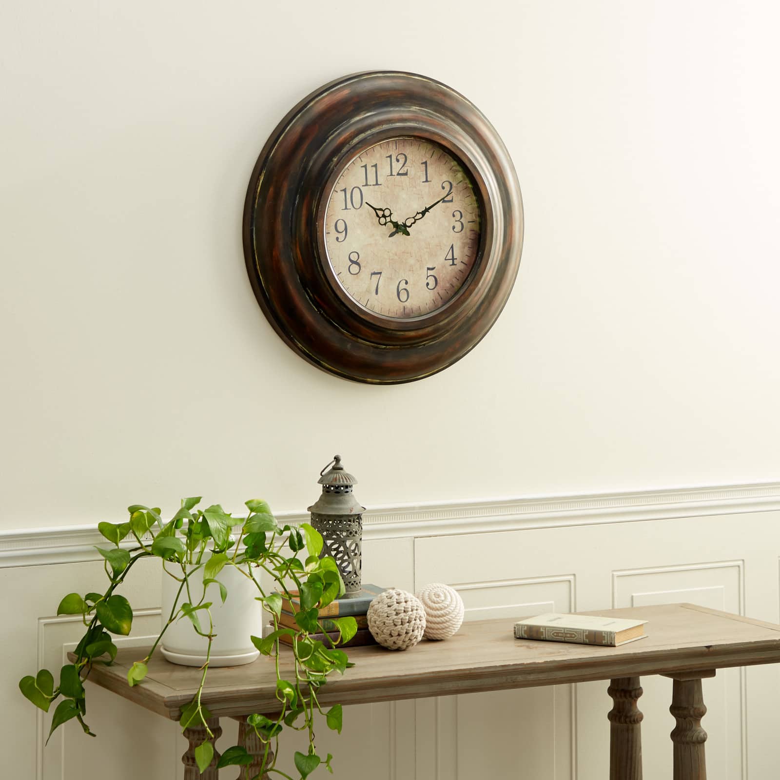 Brown Rustic Metal Wall Clock, 24" x 24"