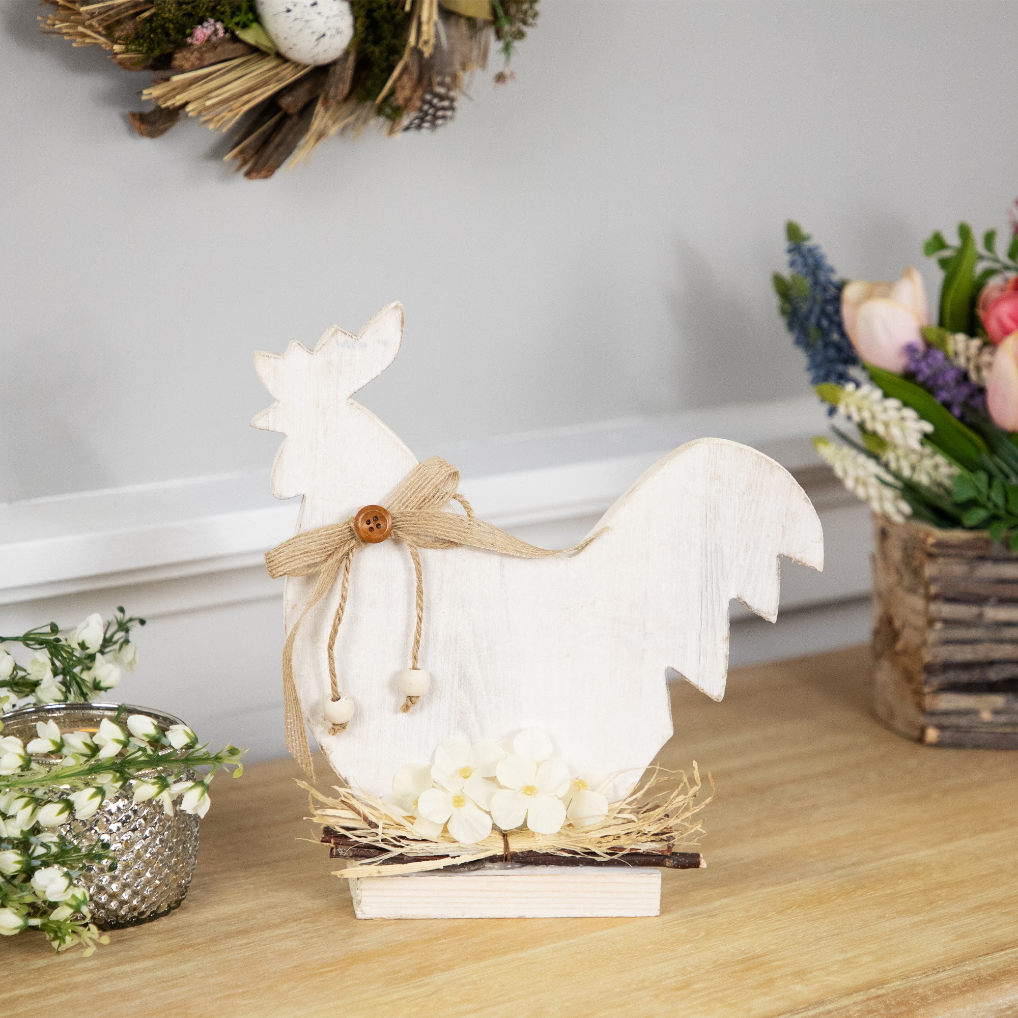 9.5" Distressed Rooster Silhouette Spring Décor