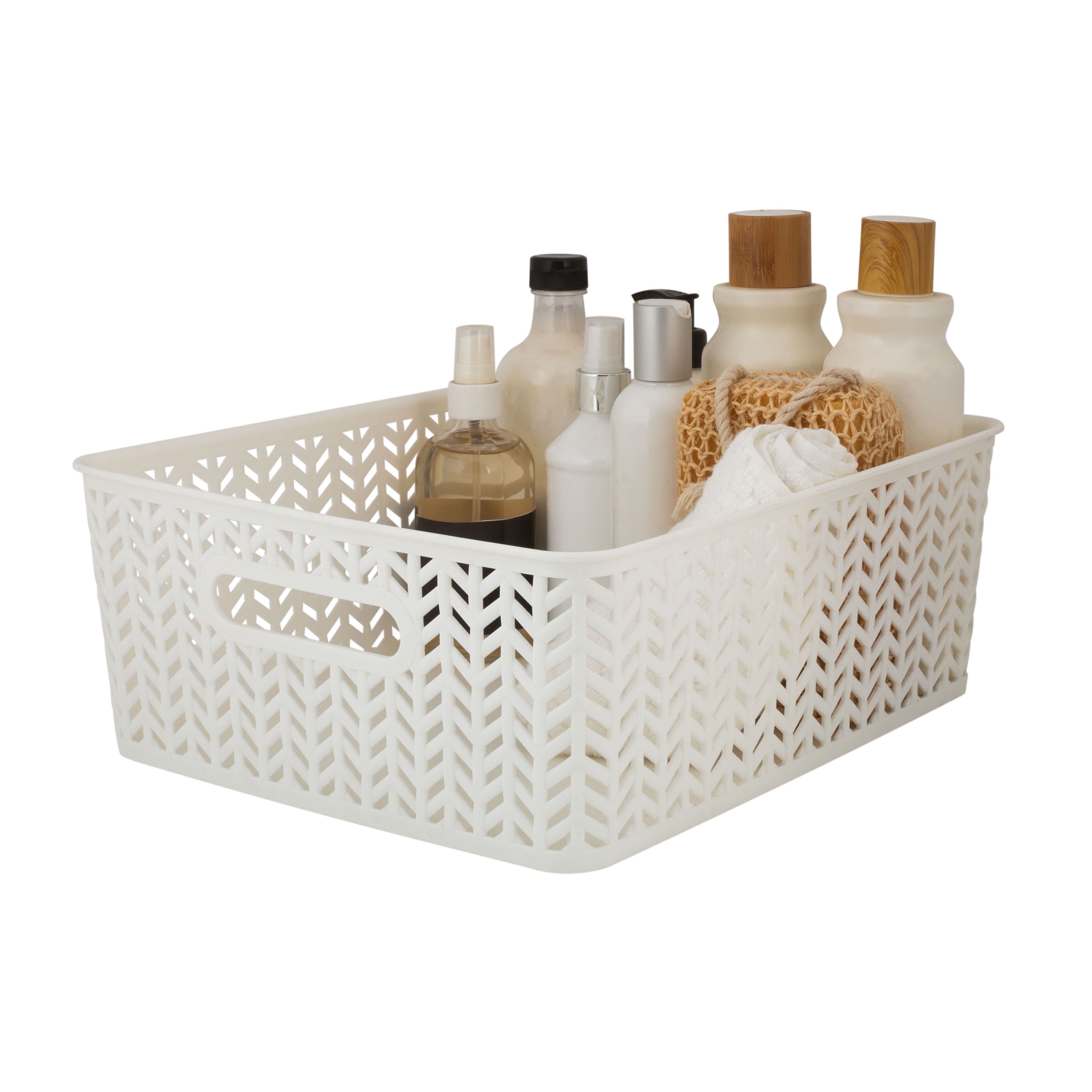 Simplify Medium Herringbone Storage Basket, 2ct.