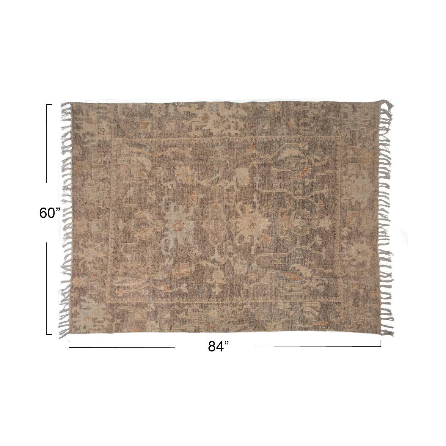 Hello Honey® 5ft. x 7ft. Brown Cotton Chenille Distressed Print Rug with Fringe