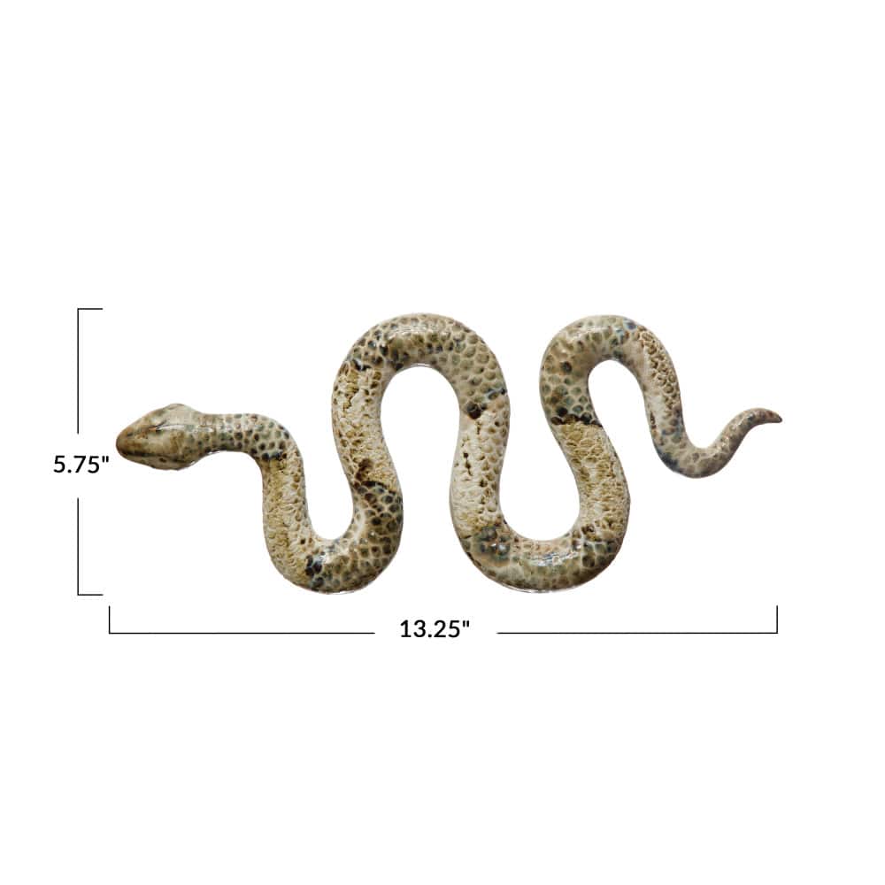 Hello Honey® 14" Decorative Debossed Stoneware Snake with Multicolor Reactive Glaze