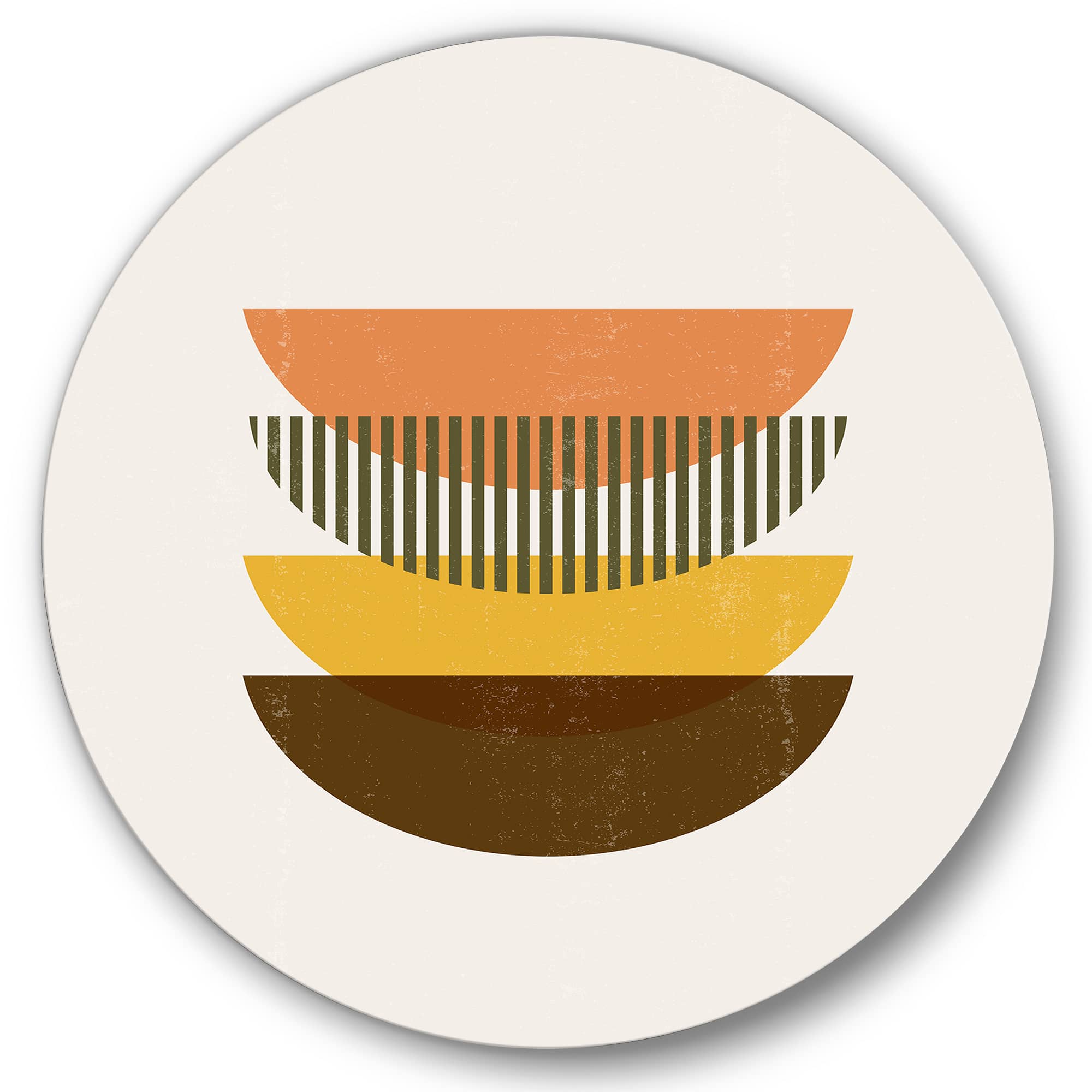 Designart - Abstract Geometric Half Moons In Earth Tones - Modern Metal Circle Wall Art