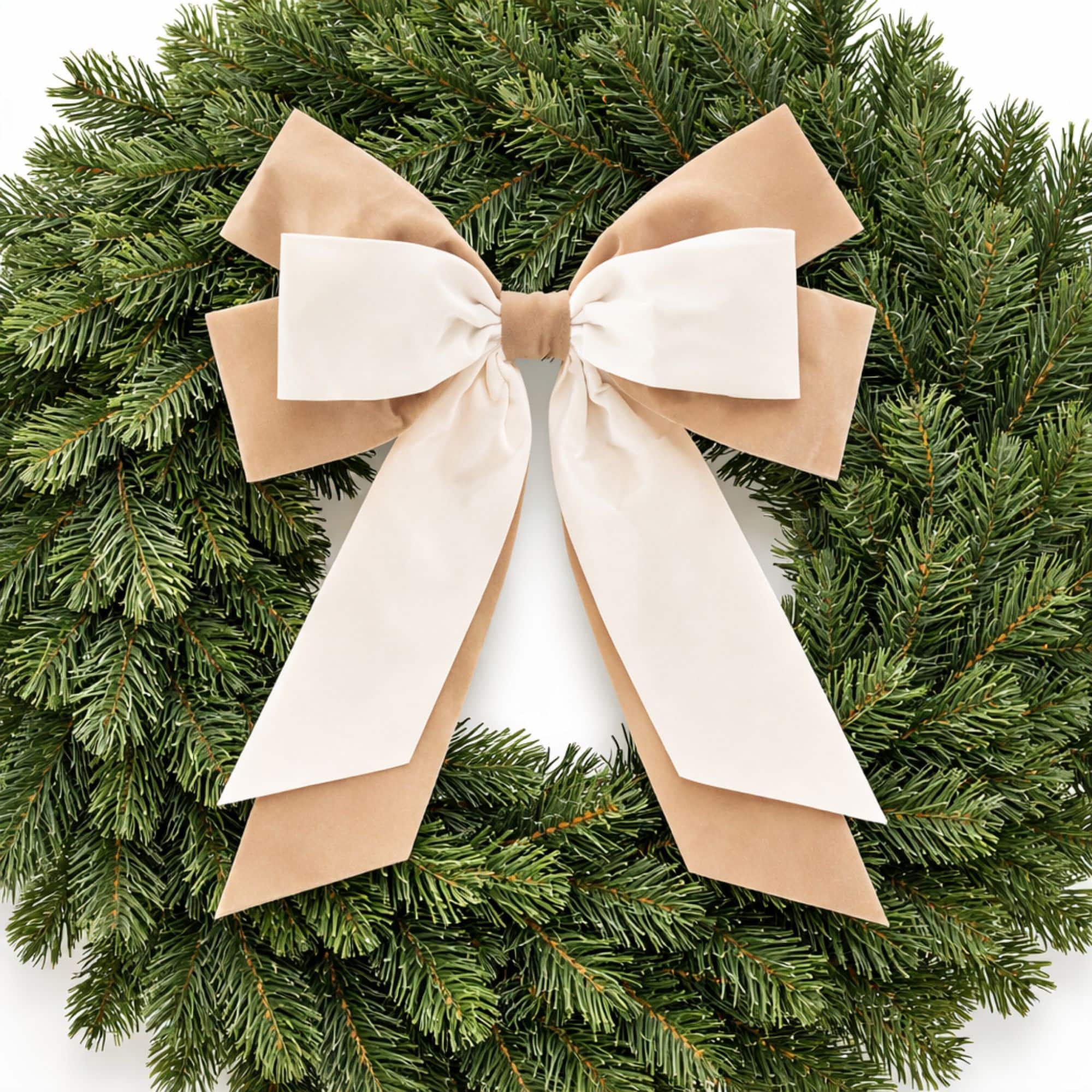 Melrose Cream & Tan Double Bow Ornaments, 2ct.