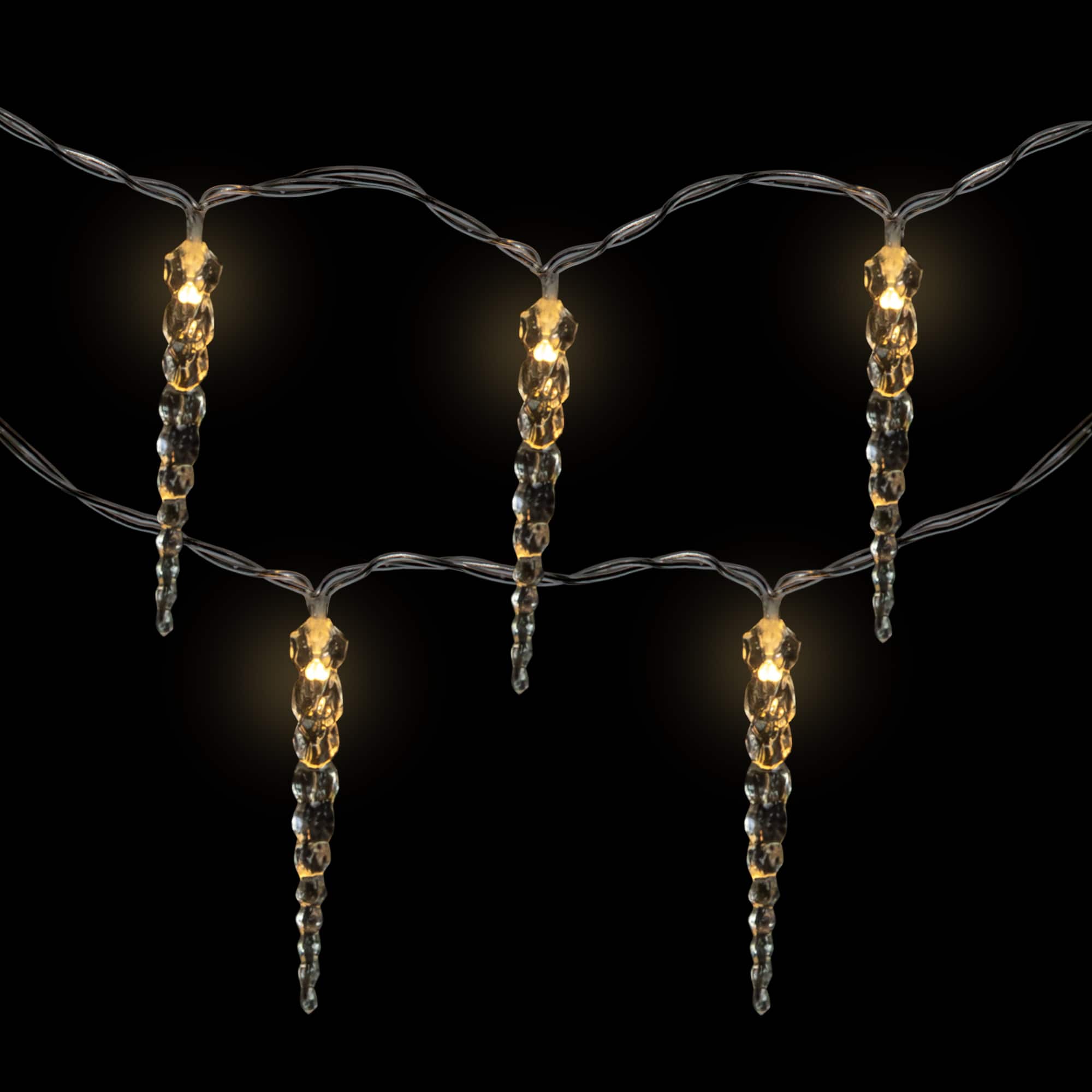 Icicle String Christmas Light Set - Warm White - 4.5' Clear Wire - 10ct