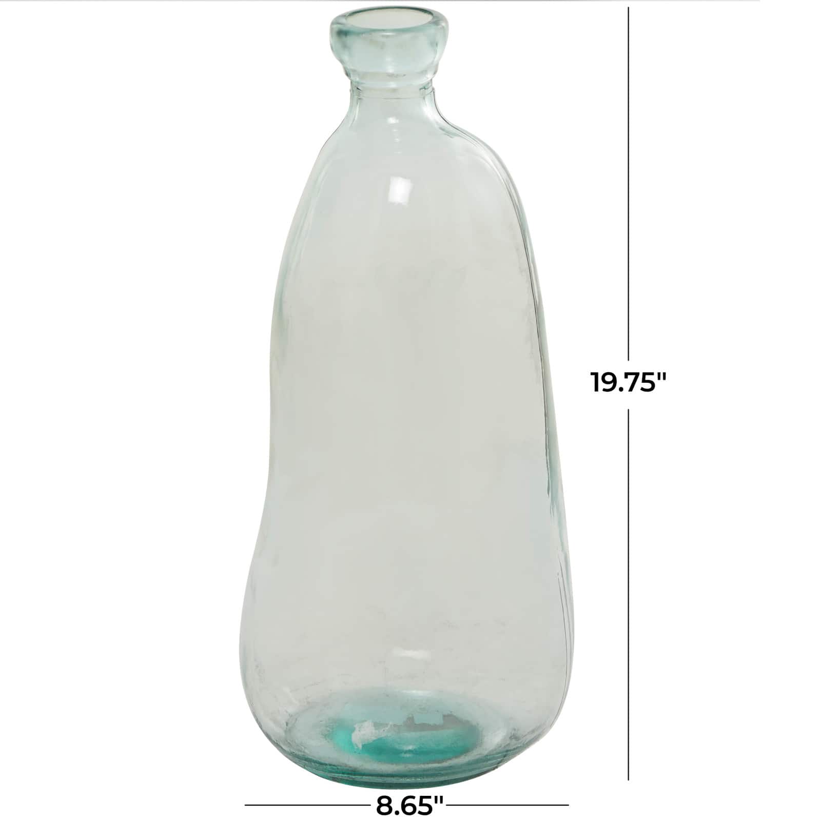 Clear Recycled Glass Handmade Spanish Vase 9" x 9" x 20"