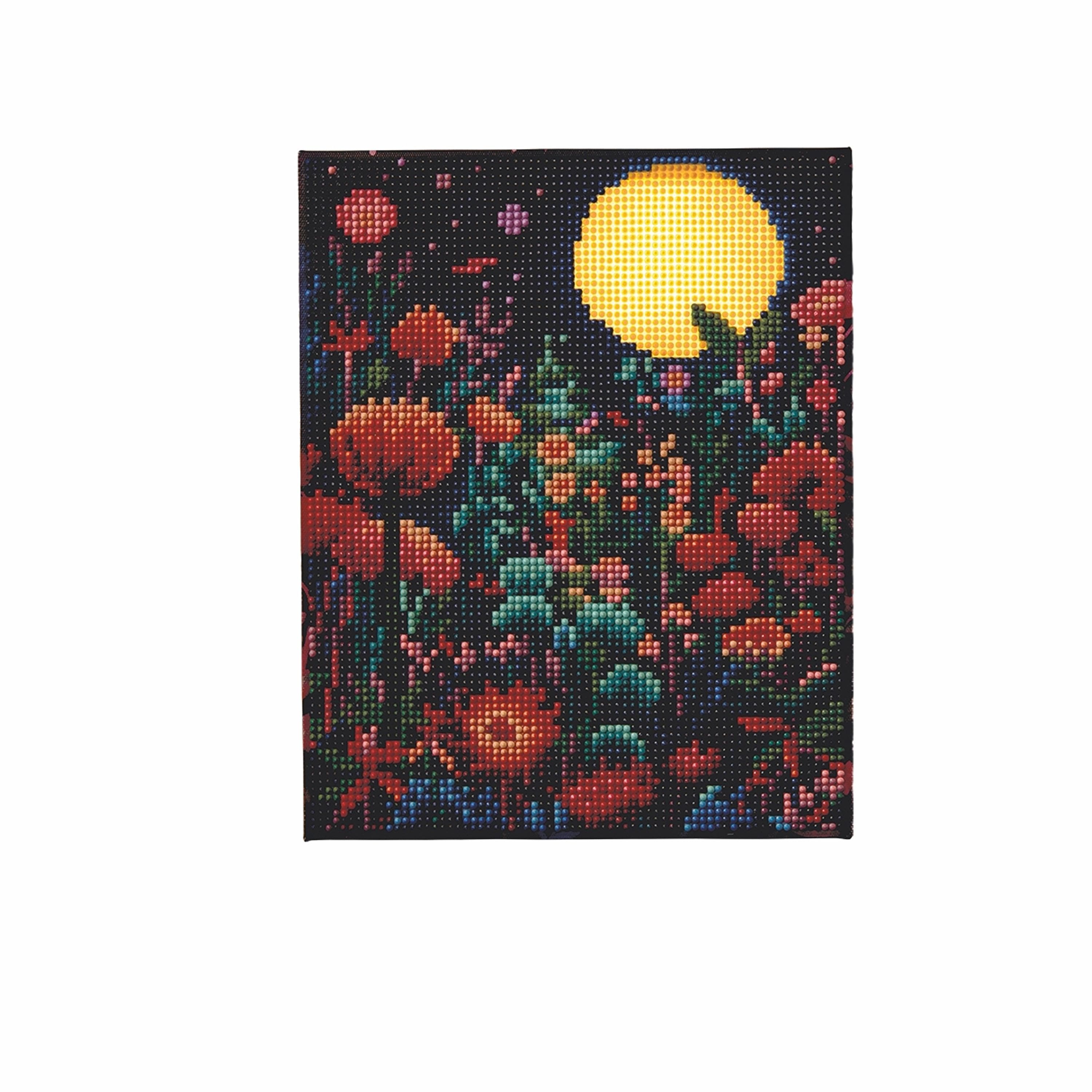 8" x 10" Moon & Flowers LED Stretched Canvas Diamond Art Kit by Make Market®