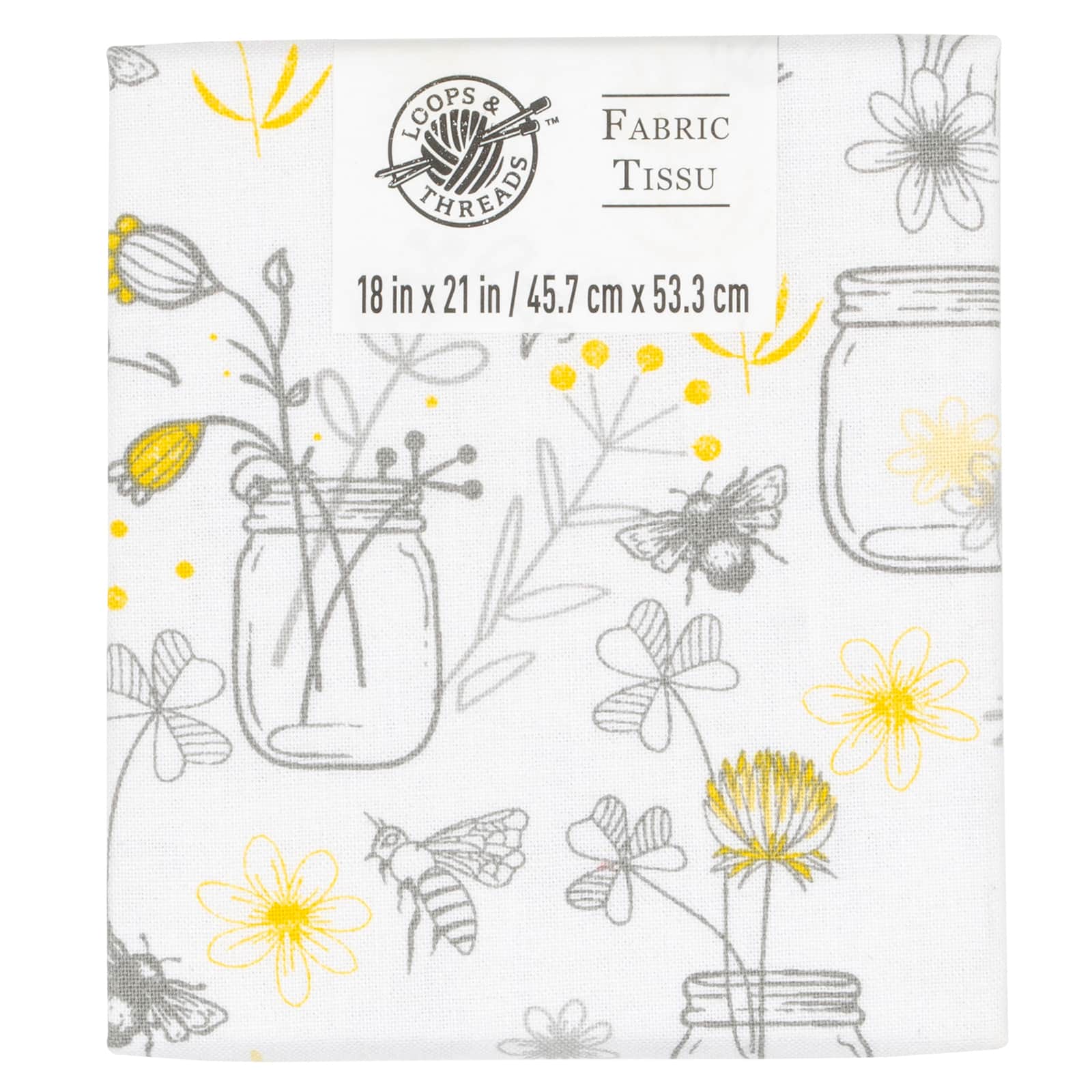 Gray & Yellow Mason Cotton Fabric by Loops & Threads™
