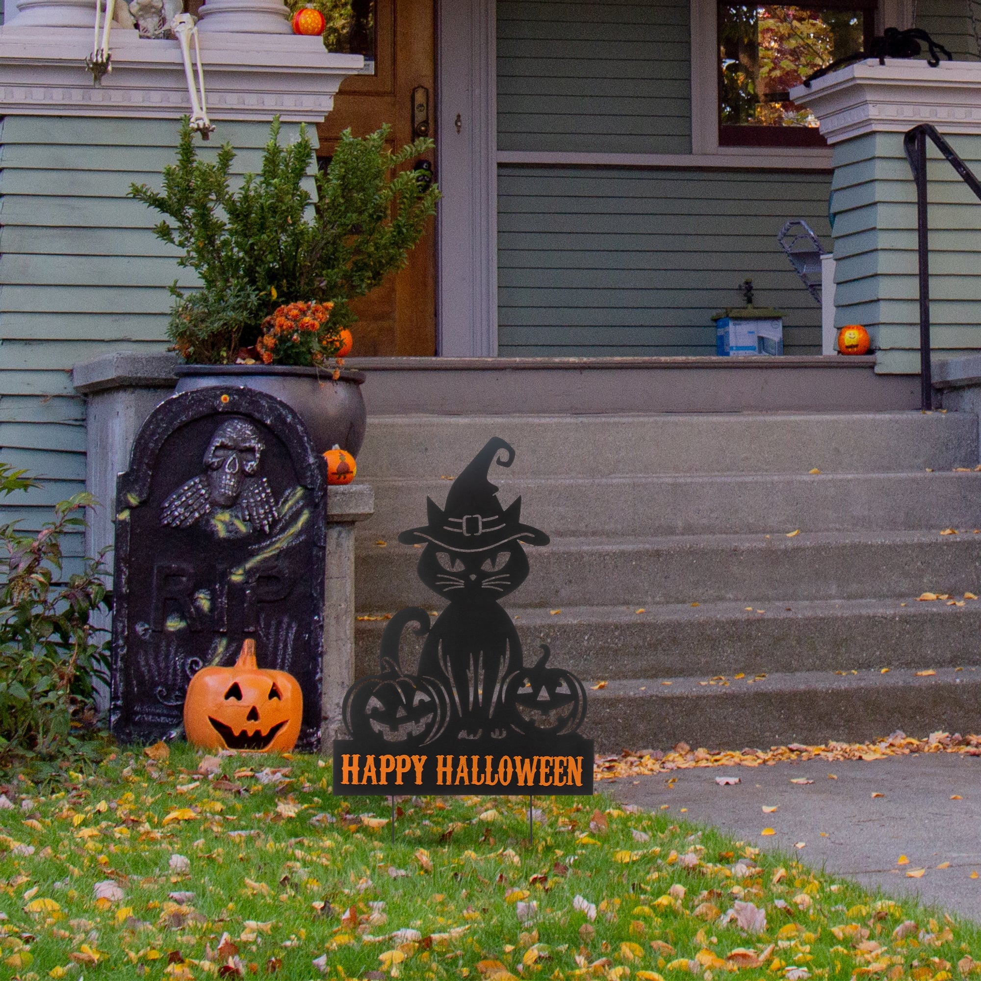 Glitzhome® 30.25" Halloween Metal Silhouette Cat Yard Stake