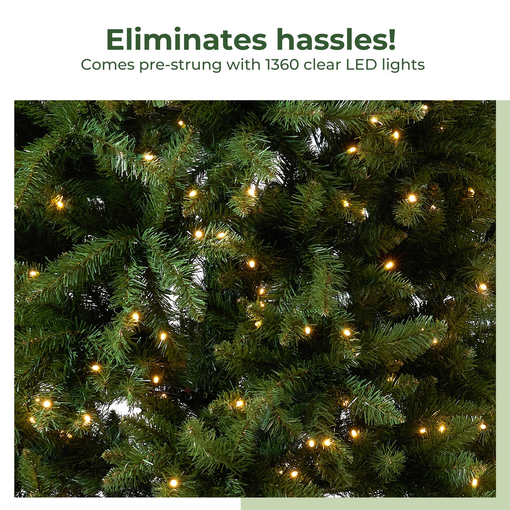 13ft. Pre-Lit Green Mountain Pine Slim Artificial Christmas Tree, Warm White LED Lights