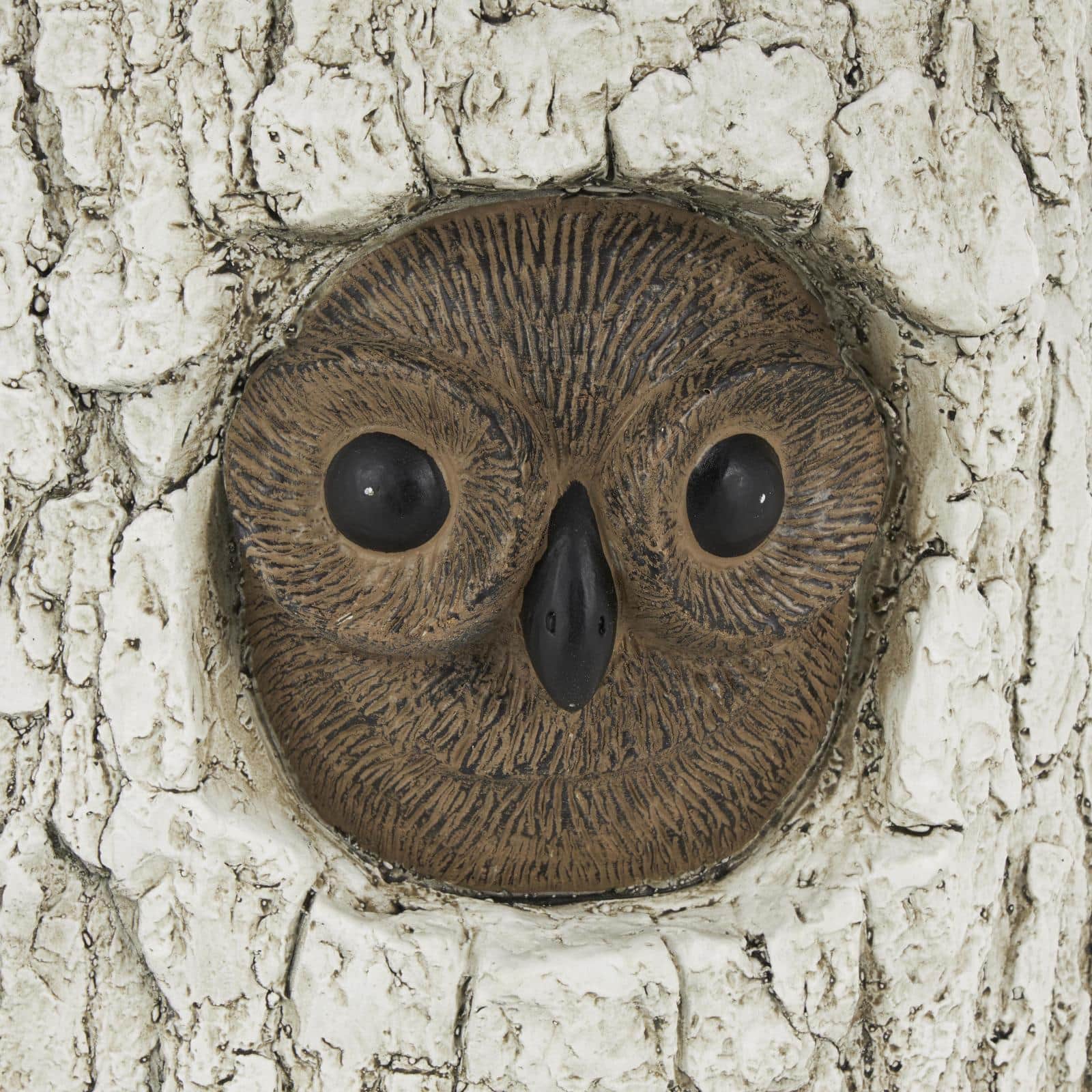 17" White & Brown MGO Owl Tree Trunk Garden Stool