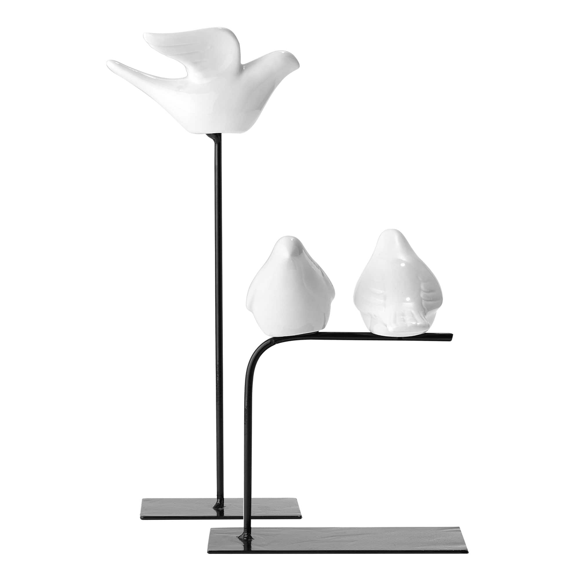 American Art Decor Ceramic Companions 2-Piece Ceramic & Metal Table Top Decor - 10.25" x 3.37", 6.25" x 5.5"