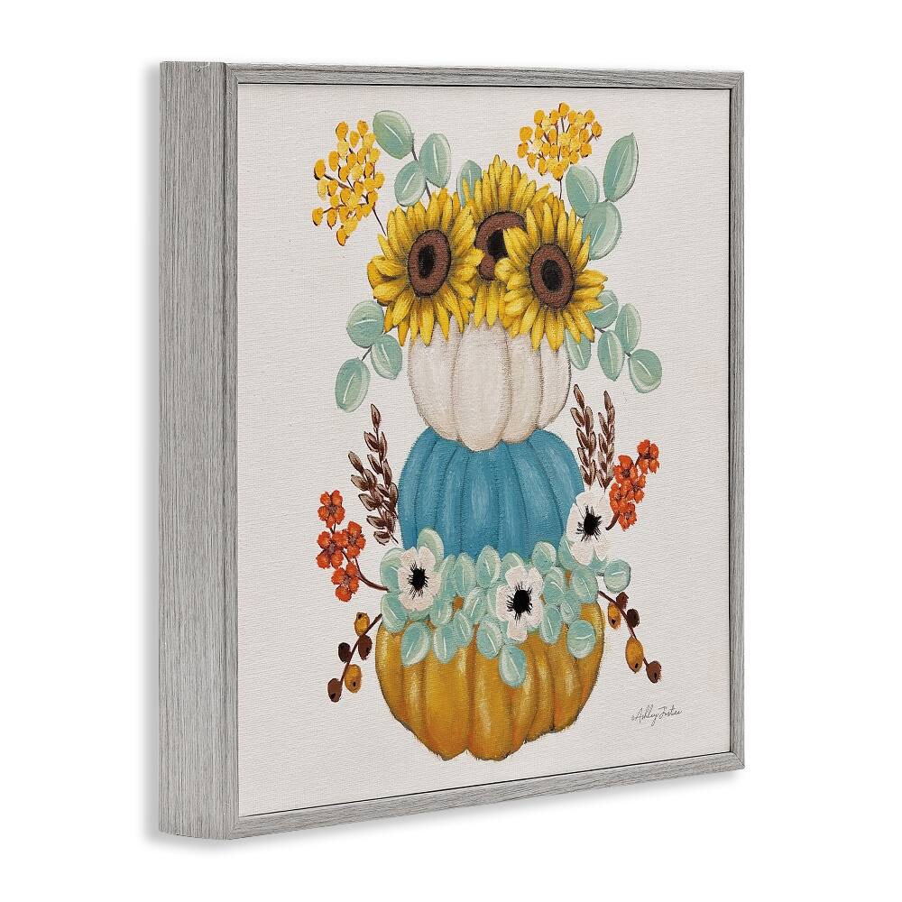 Stupell Industries Seasonal Flower & Pumpkins Framed Giclee Art