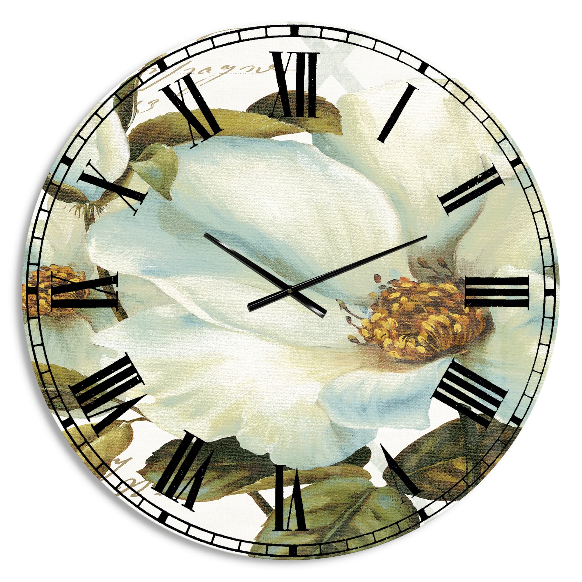 Designart White Blossoming Flower Close-Up Traditional Wall Clock