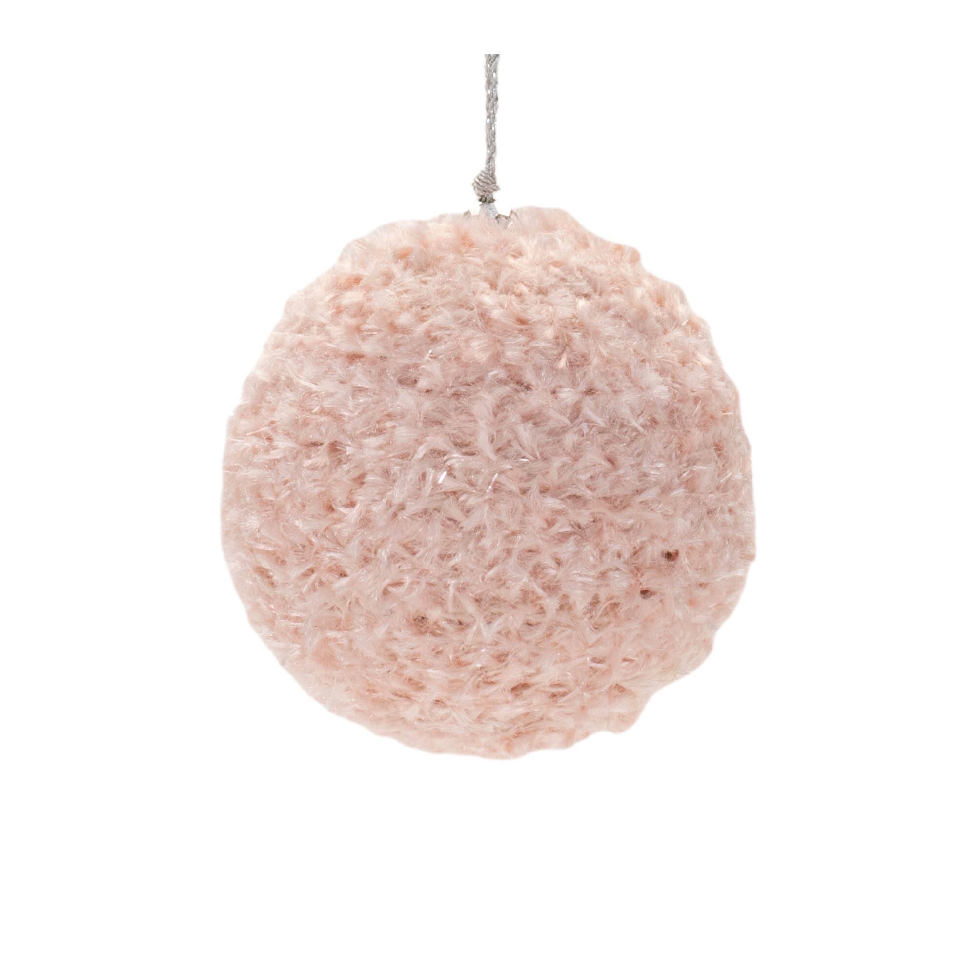 Melrose Pink Furry Ball Ornaments Set