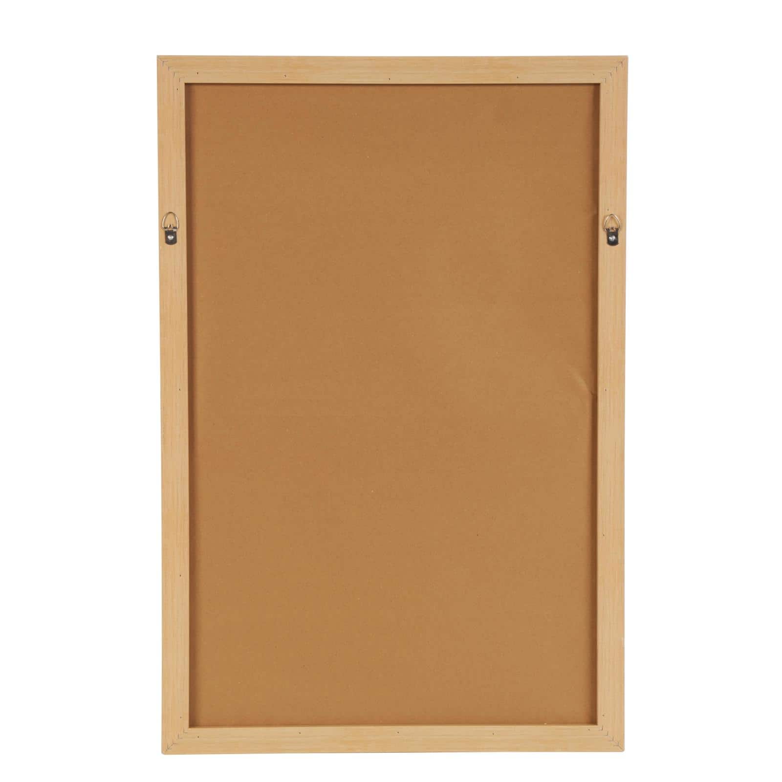 24" x 36" White Abstract Canvas Framed Wall Art with Brown Frame