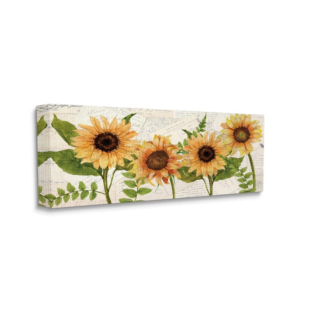 Stupell Industries Sunflower and Vintage European Postcard Collage Canvas Wall Art