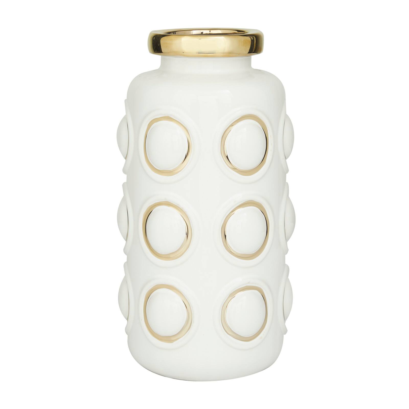 White Stoneware Contemporary Vase, 12" x 6" x 6"