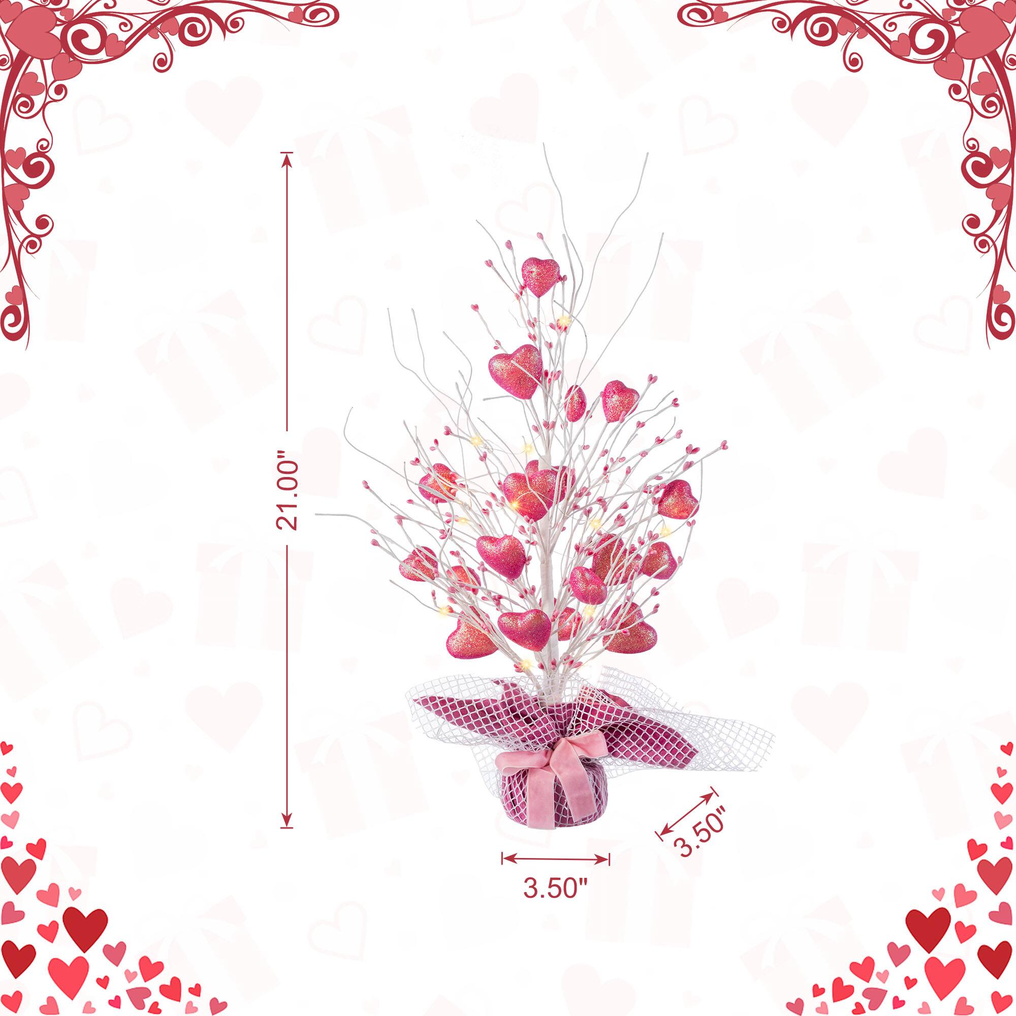 Glitzhome® 21" Lighted Valentine's Pink Heart Table Tree
