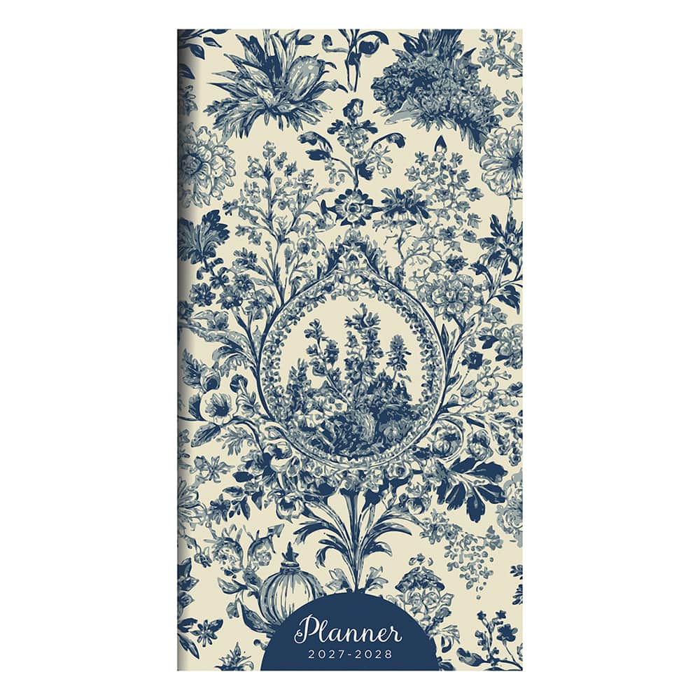 2027-2028 Blue Toile Small Monthly Pocket Planner