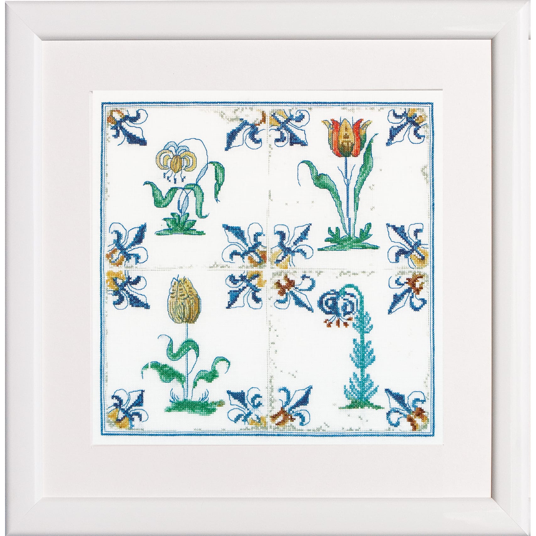 Thea Gouverneur Since 1959® Delft Blue Tulips Counted Cross Stitch Kit 