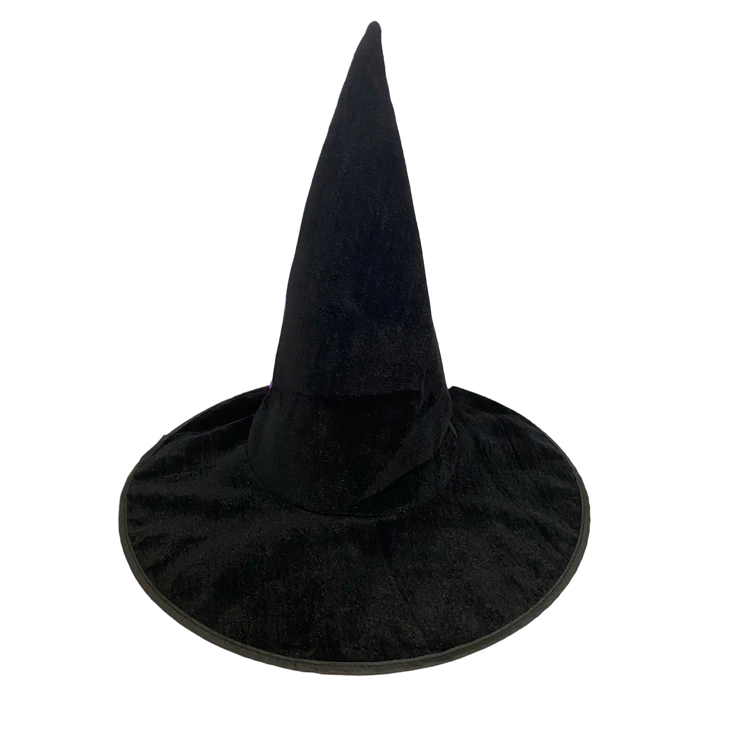 Black Velour Adult Witch Hat with Purple Ribbon by Celebrate It™