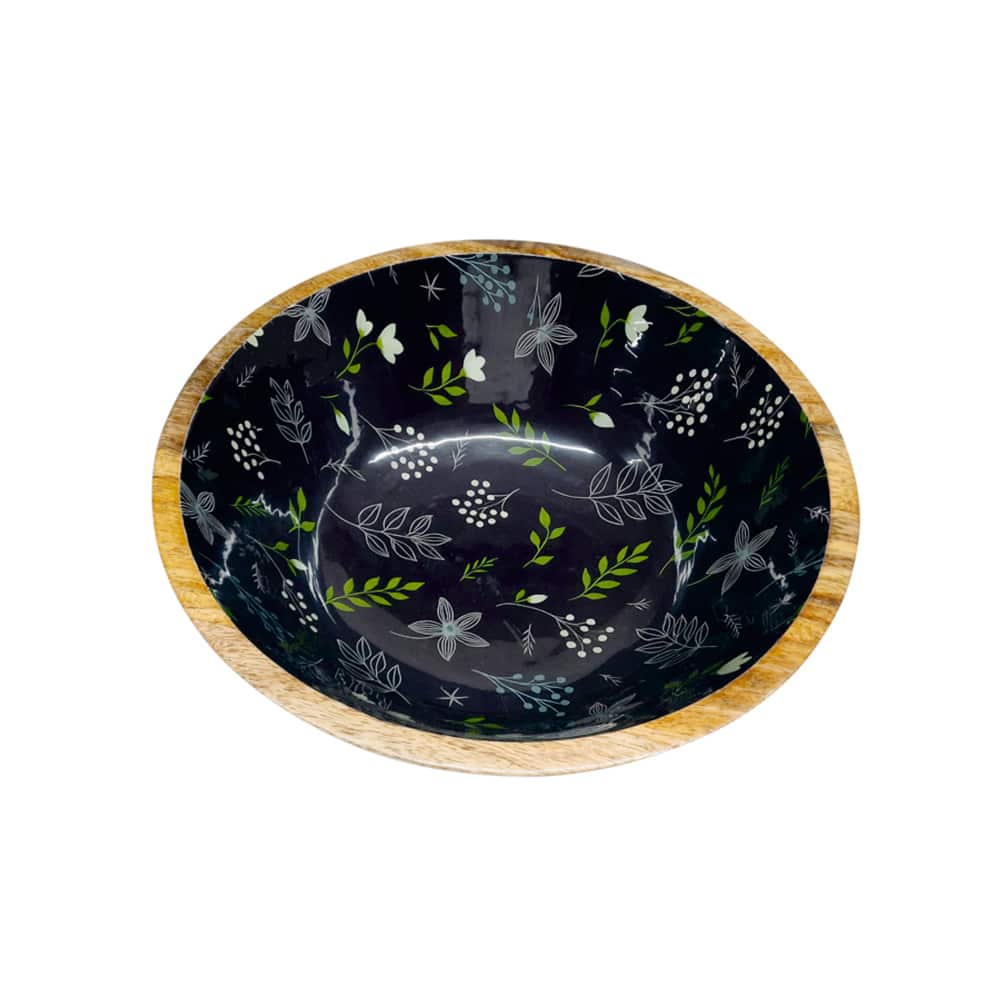 12" Floral Patterned Wood Bowl by Ashland®