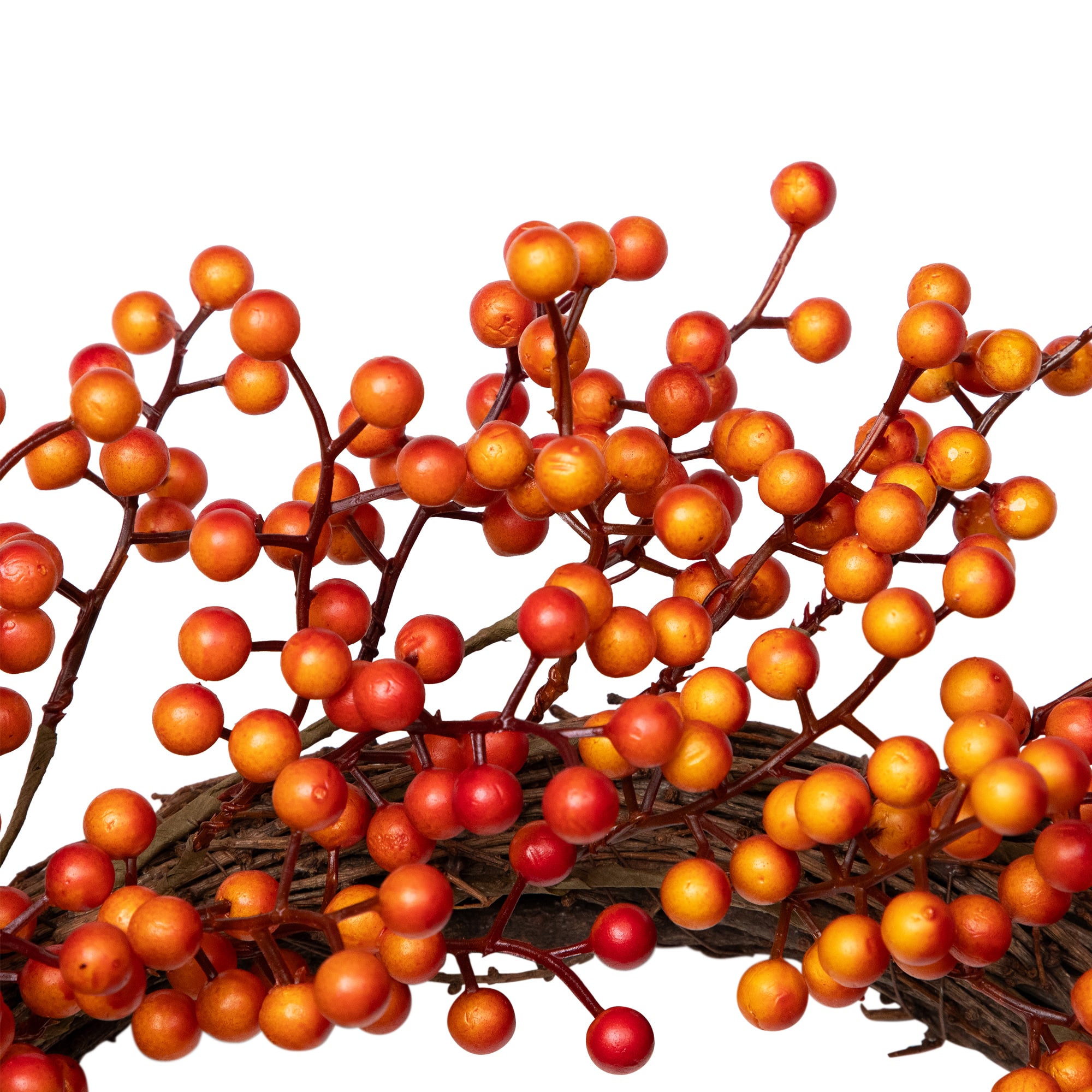 18" Red & Orange Berries Artificial Fall Harvest Twig Wreath