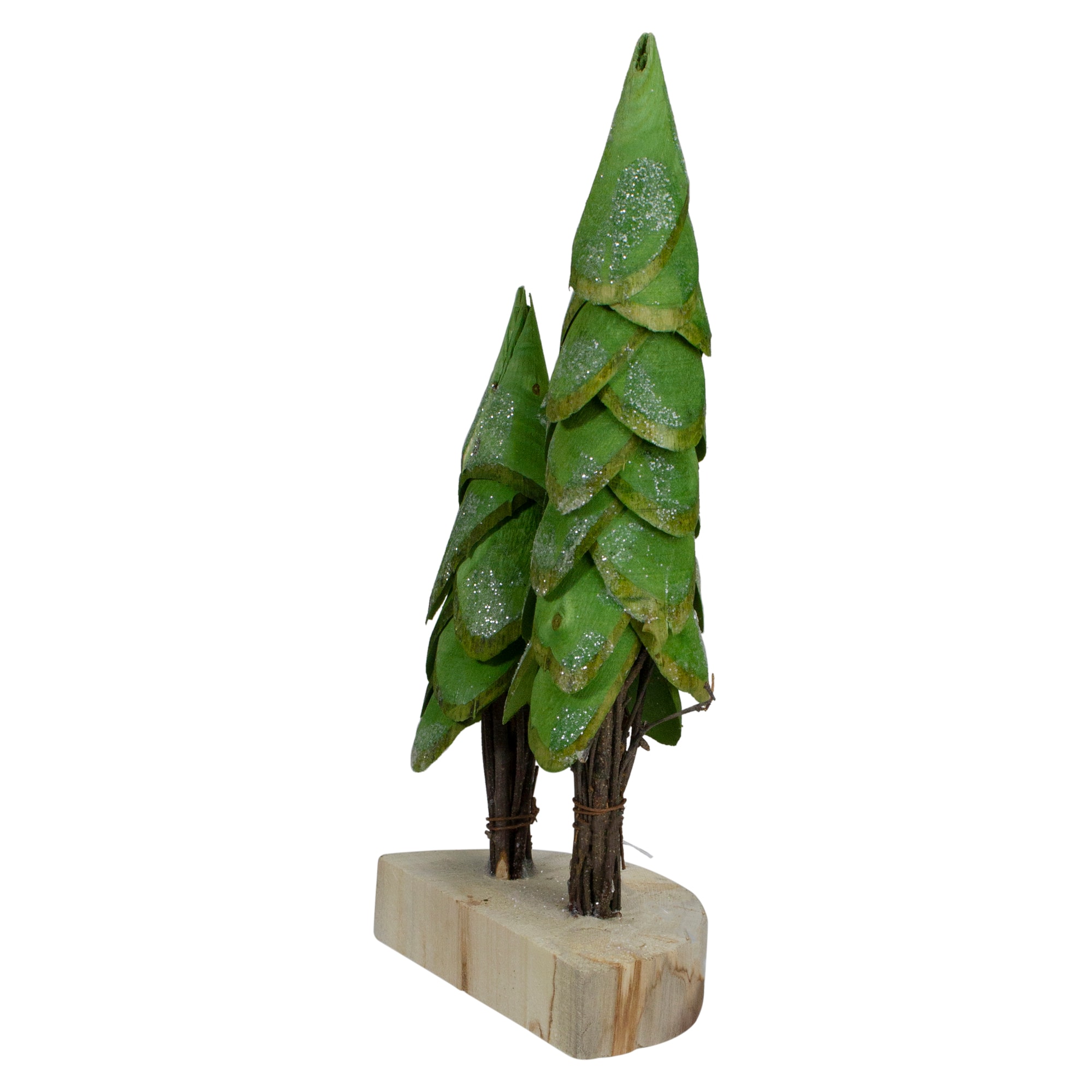 9" Christmas Trees Décor on a Wooden Base