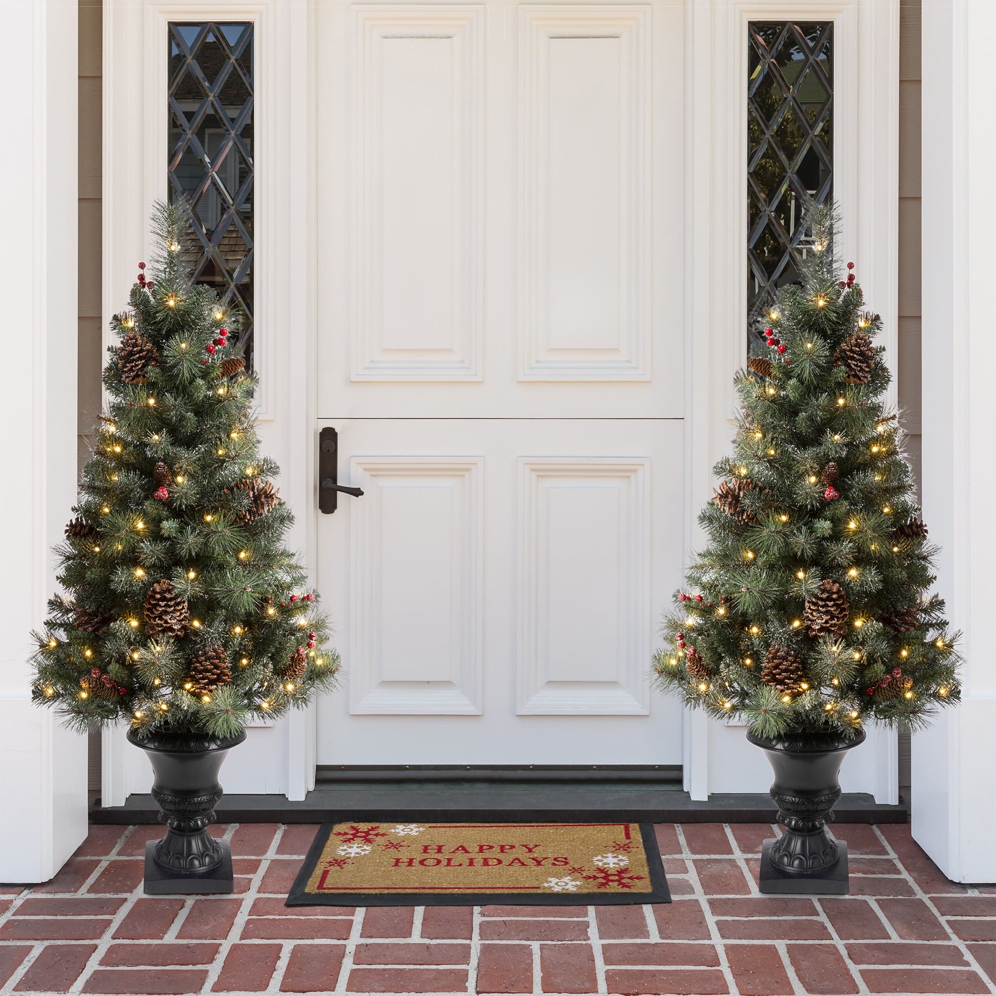 4ft. Pre-Lit Artificial Christmas Tree Set, Warm White LED Lights