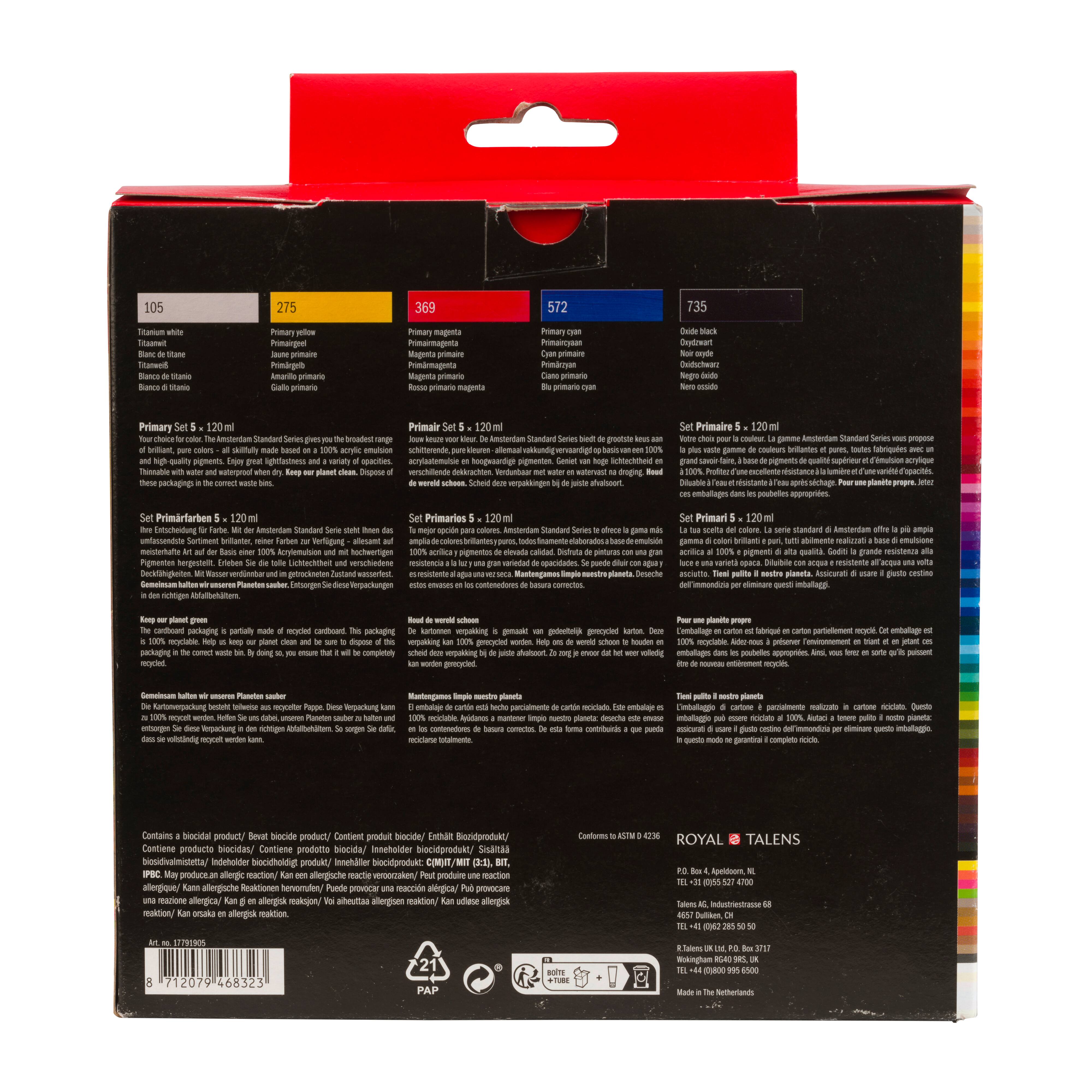 Amsterdam Standard Series Primary Acrylic Paint Set