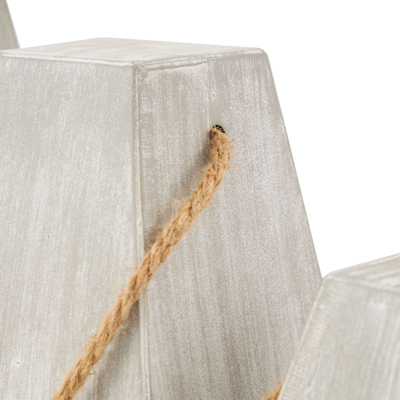 White Metal Striped Buoy Sculpture with Rope Handles Set
