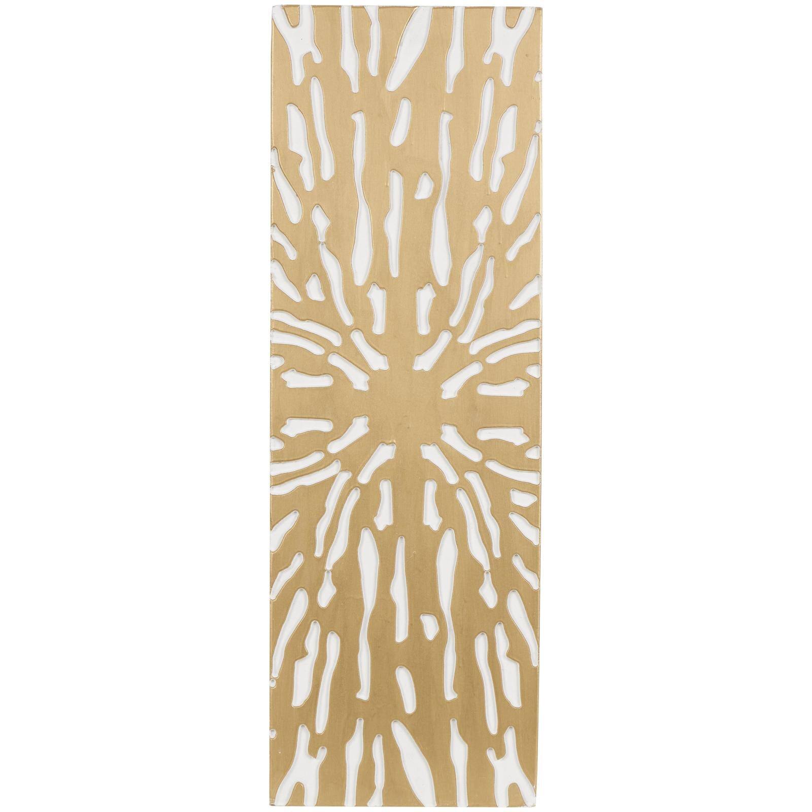 Gold & White Abstract Starburst Carved MDF Wall Décor